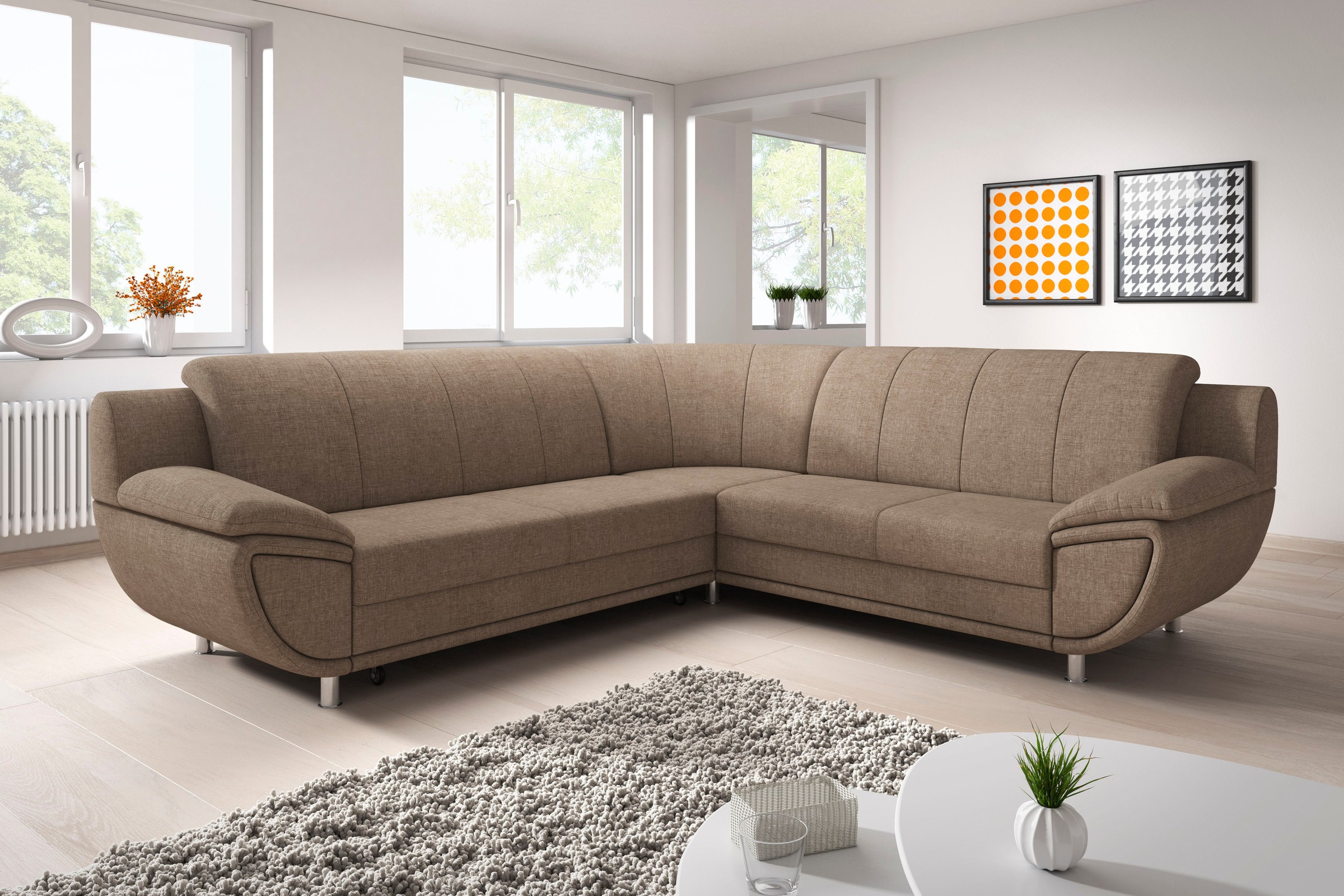 TRENDMANUFAKTUR Ecksofa »Rondo II, zeitlos & elegant, bequeme Armlehnen, L- günstig online kaufen