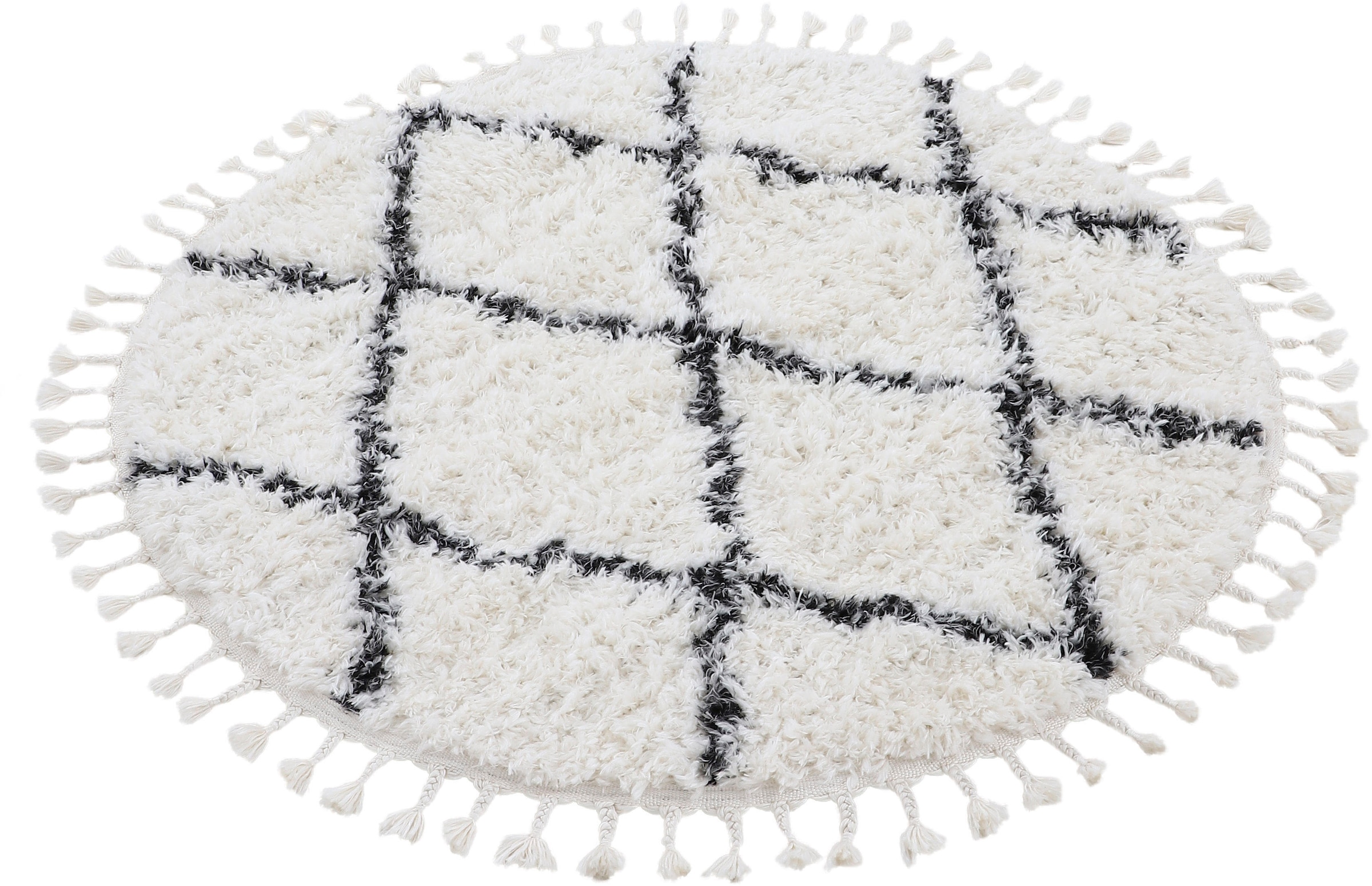 carpetfine Hochflor-Teppich »Eddy«, rund, 30 mm Höhe, Shaggy Langflor mit Fransen, starke Größenauswahl, Wohnzimmer