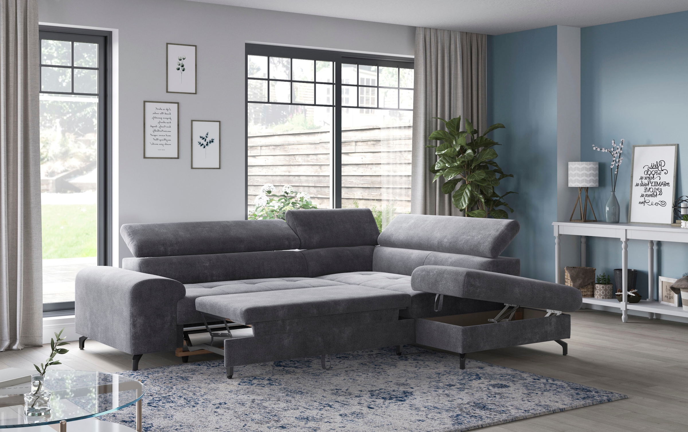 COTTA Ecksofa »Aura L-Form«, mit Schlaffunktion, Bettkasten und Kopfteilverstellung