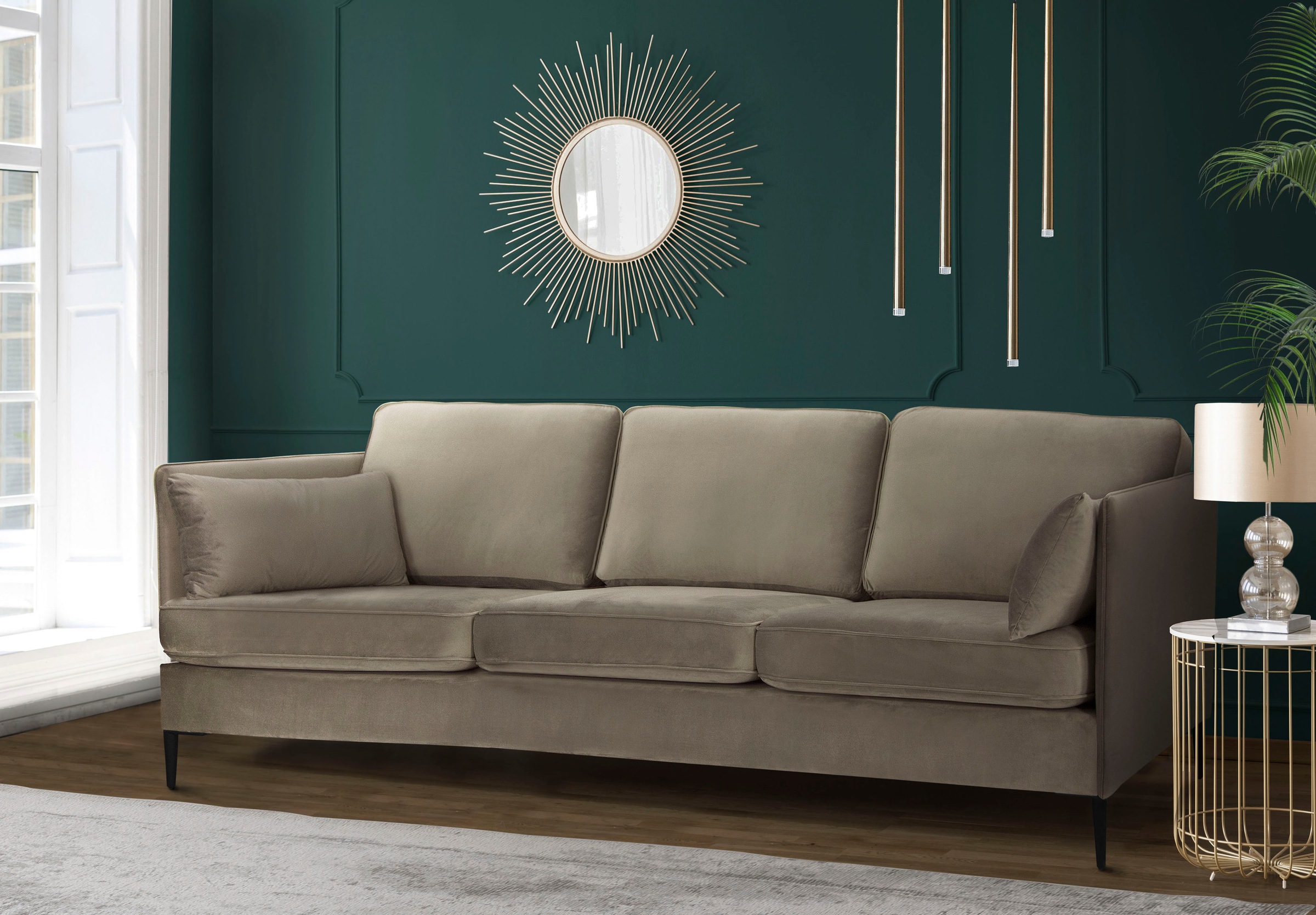 Home affaire 3-Sitzer »Light« inklusive loser Zierkissen, mit schmalen Arml günstig online kaufen