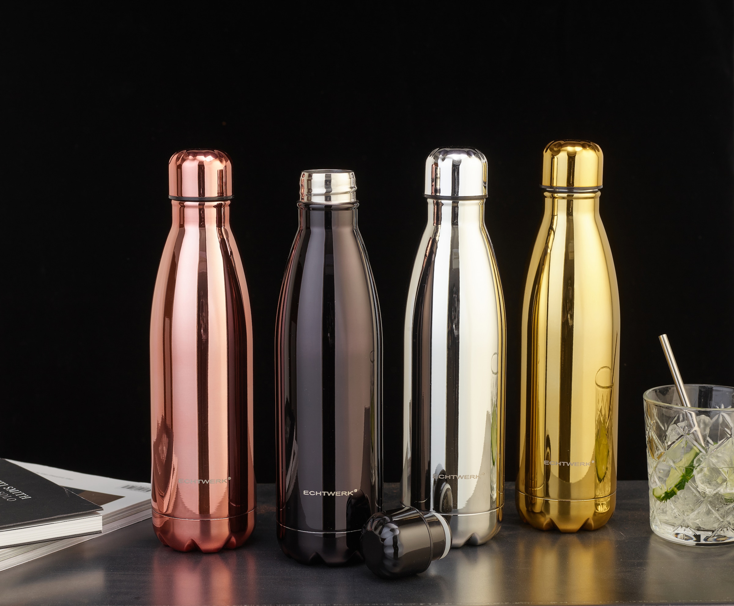 ECHTWERK Isolierflasche »Shiny«, Trinkflasche, Klavierlackoptik, aus hochwertigem Edelstahl, BPA-Frei