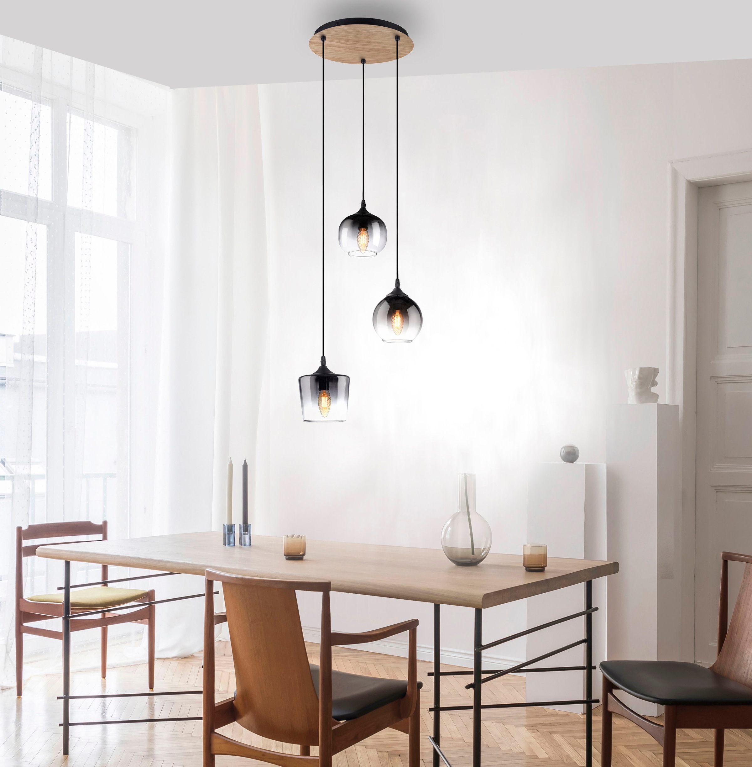 JUST LIGHT Pendelleuchte »GREEN ZEA«, 3 flammig, Leuchtmittel E14   ohne Le günstig online kaufen