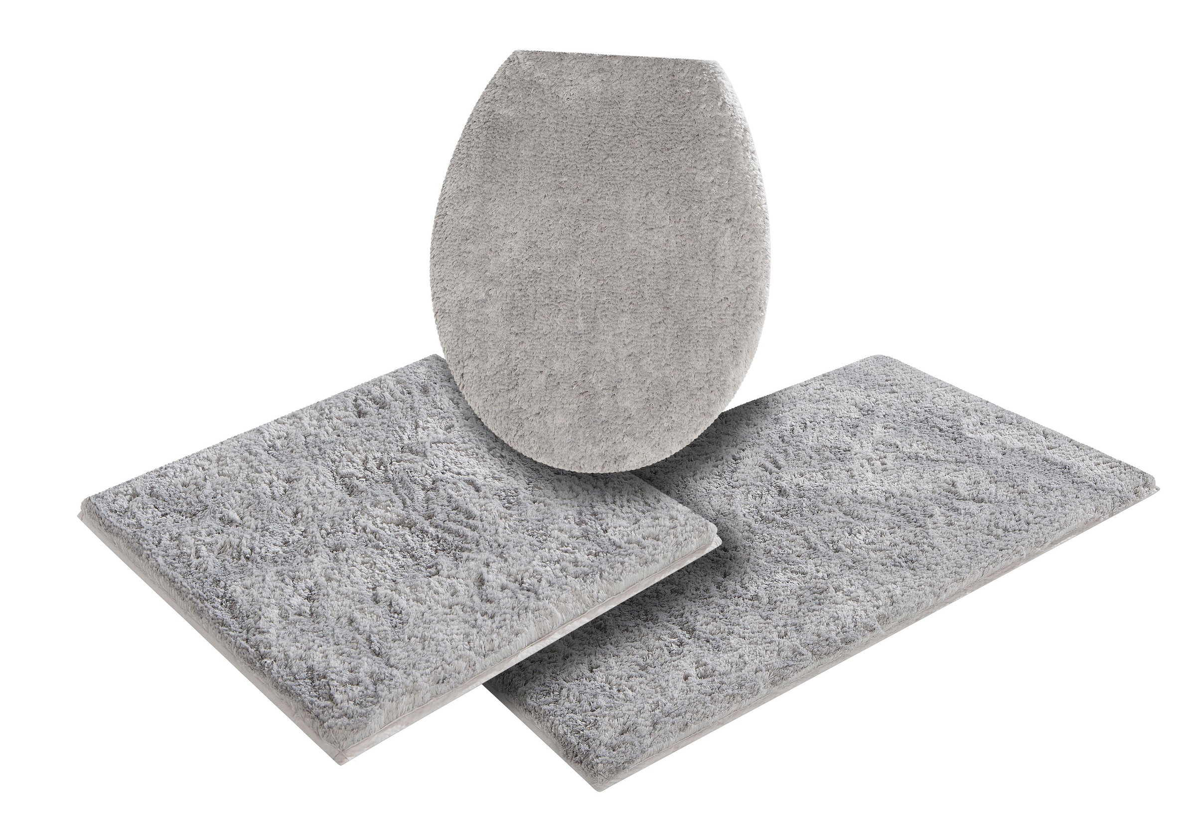 my home Badematte »Jos, Badvorleger, Badezimmer Teppich«, rutschhemmend beschichtet, fußbodenheizungsgeeignet-schnell trocknend, Badematten in Pastell-Farben, Badteppich als 3 teiliges Set erhältlich