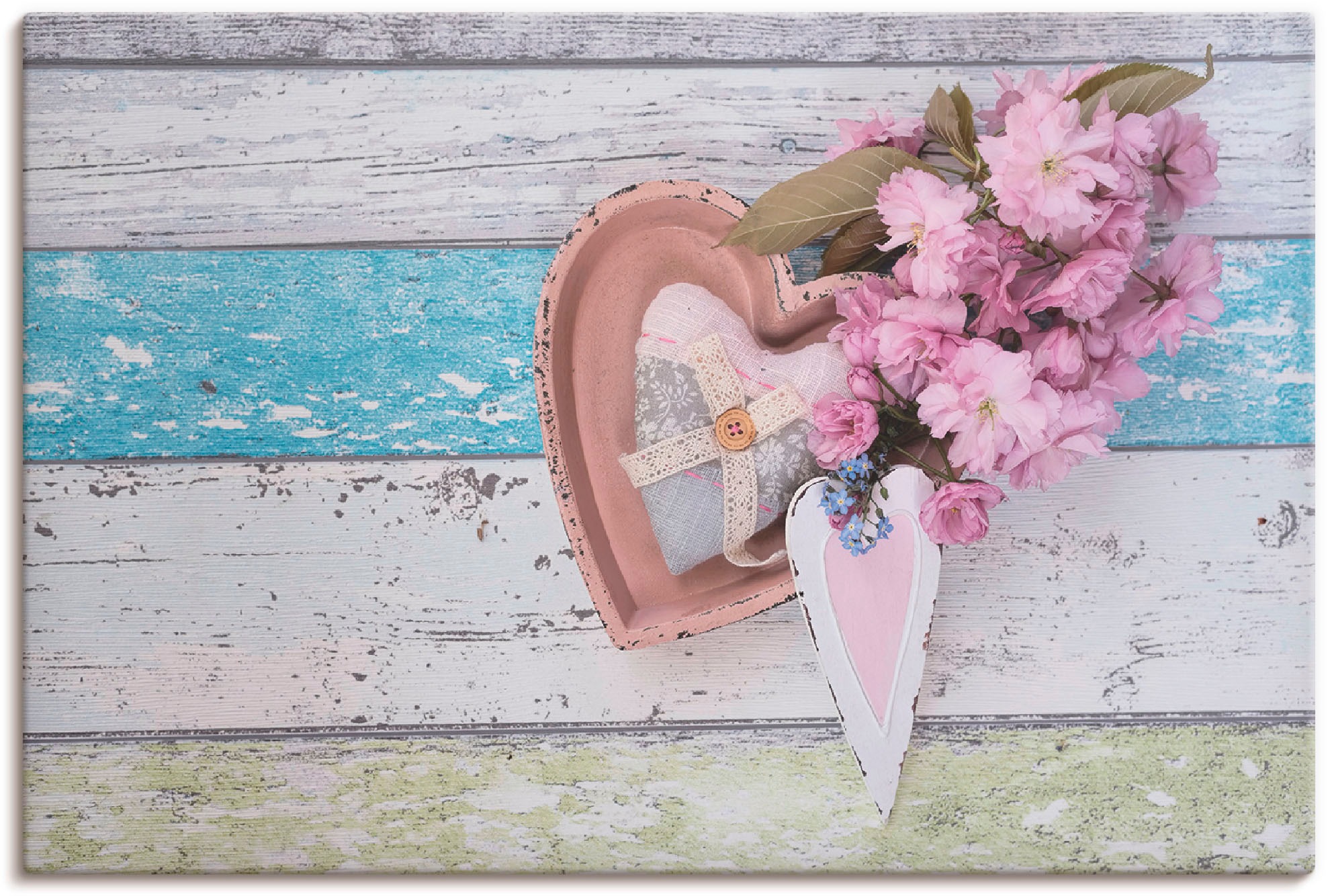 Artland Leinwandbild »Stillleben mit Kirschblüten und Herzen« Arrangements günstig online kaufen