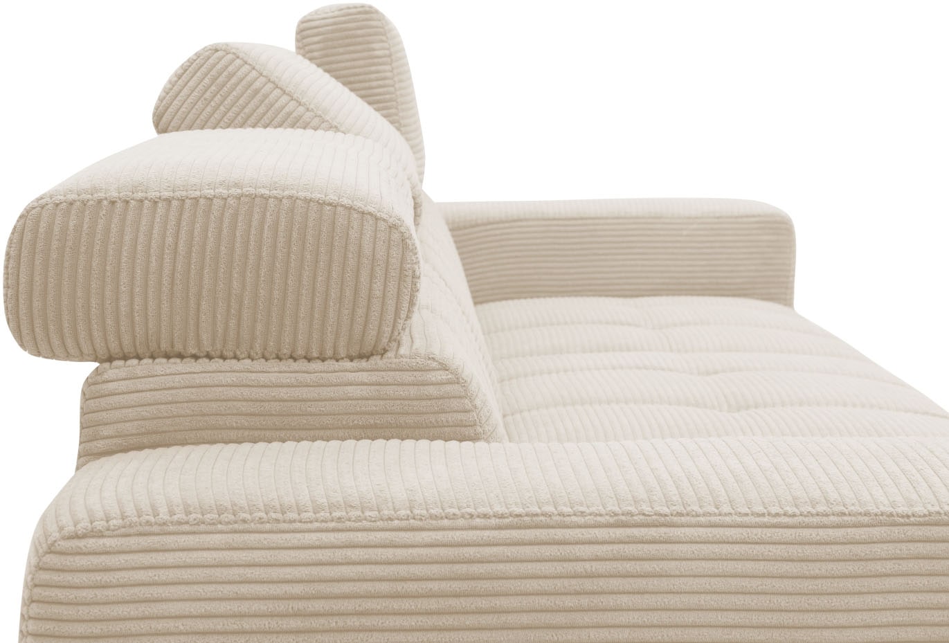 DOMO collection Ecksofa »Trento L-Form, mit Kufenfuß oder Einzelfuß«, wahlweise mit Kopfteilverstellung, Recamiere links/rechts bestellbar