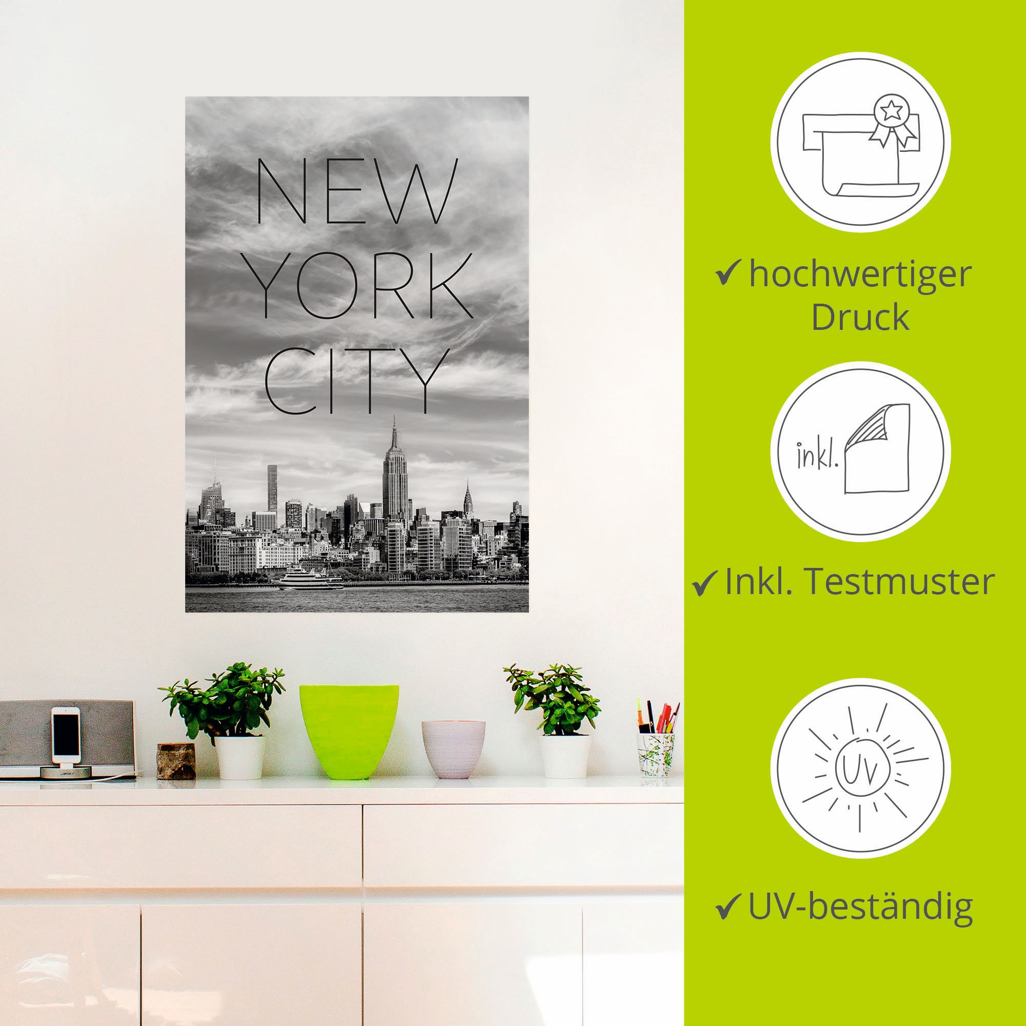 Artland Wandbild »NYC Midtown Manhattan«, Alubild, als Wandaufkleber oder auf versch. in Größen York, St.), Leinwandbild, Poster Raten New (1 kaufen