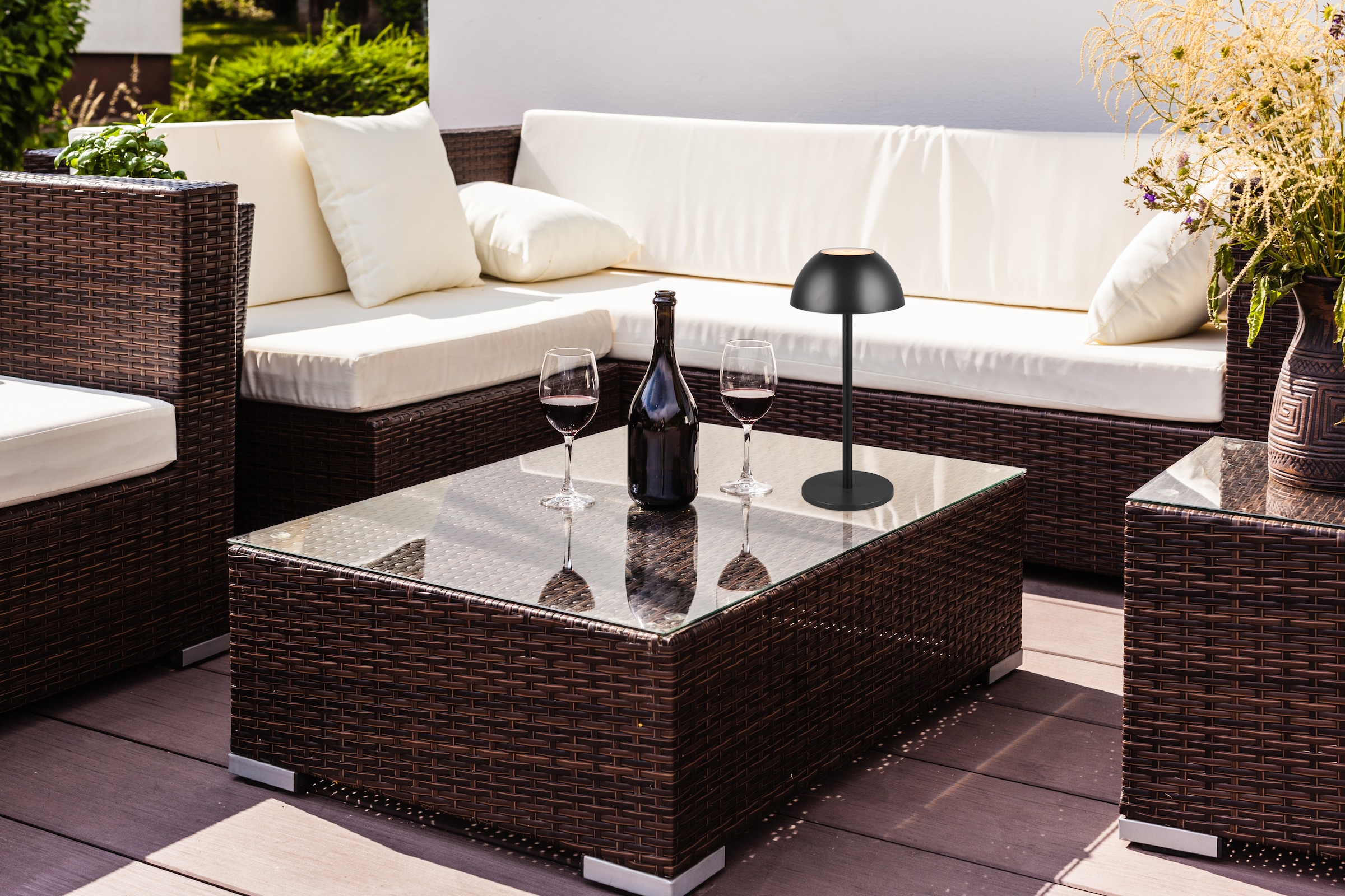my home LED Außen-Tischleuchte »Abbey Tischleuchte 2er-Set«, 1 flammig, Leuchtmittel LED-Board | LED fest integriert, 2er Set Outdoor Akku Tischlampe Pilzdesign USB-C 4-fach Touch Dimmer