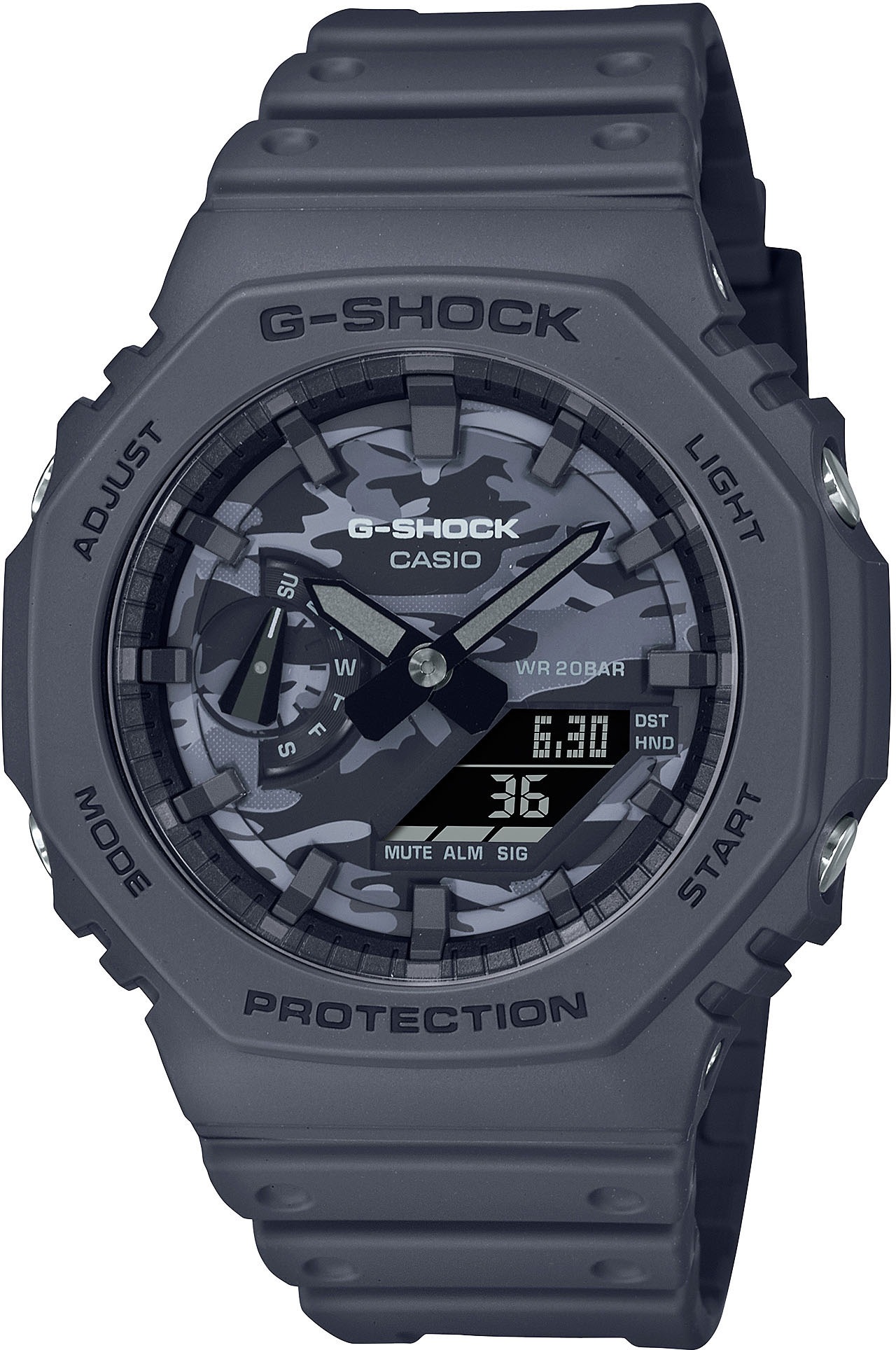 CASIO G-SHOCK Chronograph »GA-2100CA-8AER«, Quarzuhr, Armbanduhr, Herrenuhr, digital, bis 20 bar wasserdicht