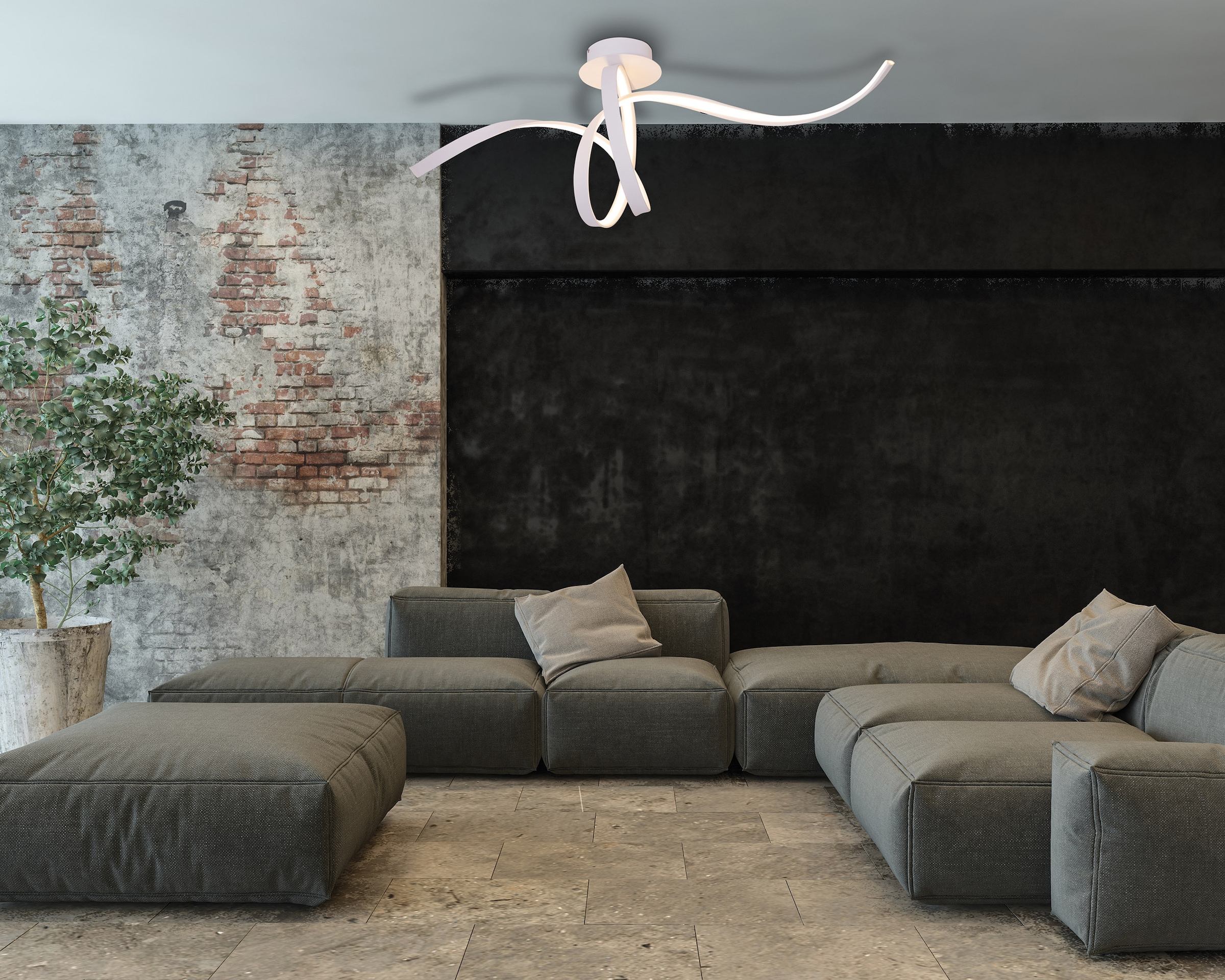 näve LED Deckenleuchte »Odrive«, 1 flammig, Leuchtmittel LED-Modul | LED fest integriert, dimmbar, schleifenähnlich geschwungene Leuchtstreifen, weiß, L: 120cm