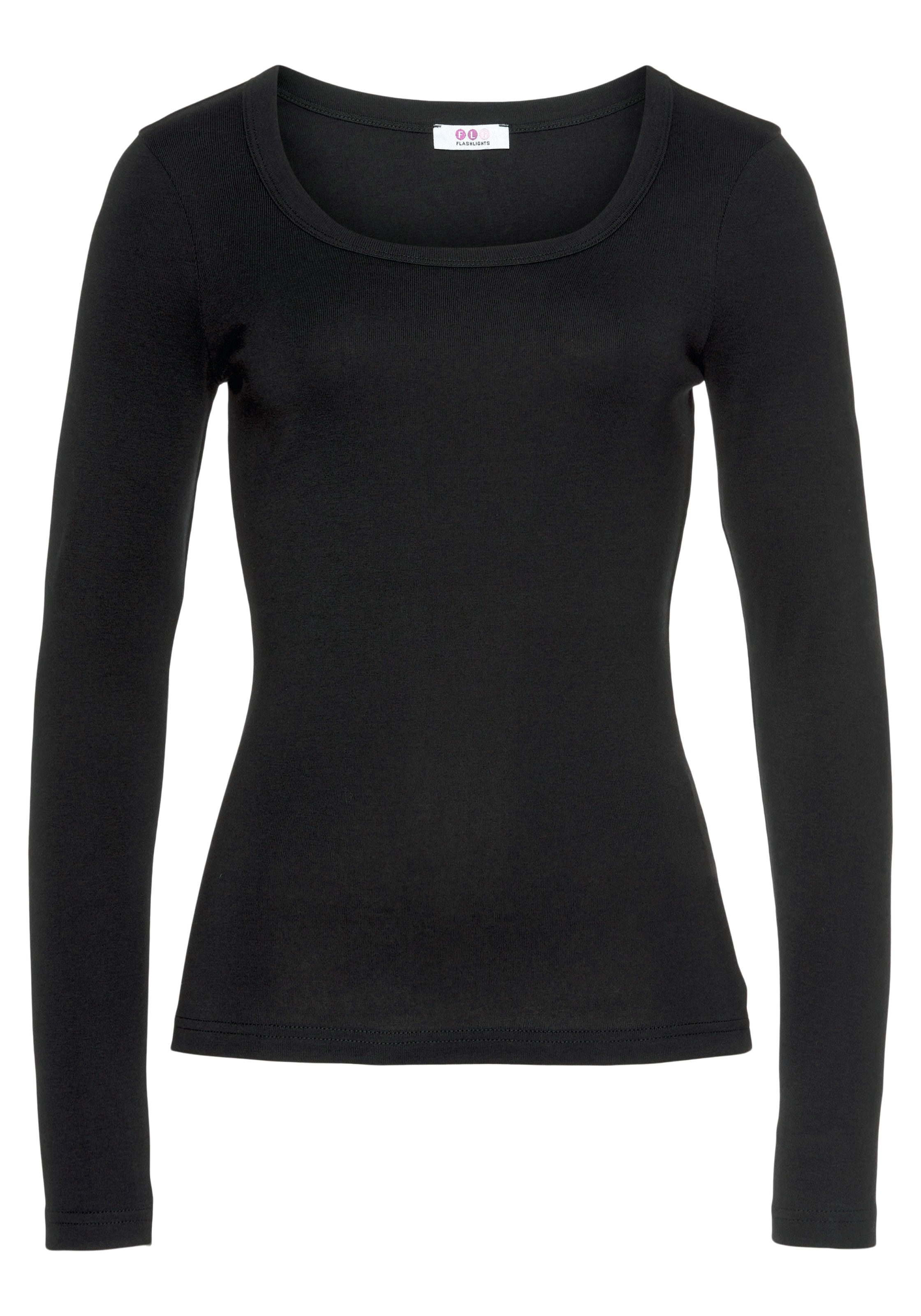 Flashlights Langarmshirt Langarm,  figurbetont,  unifarben,  Rundhalsausschnitt