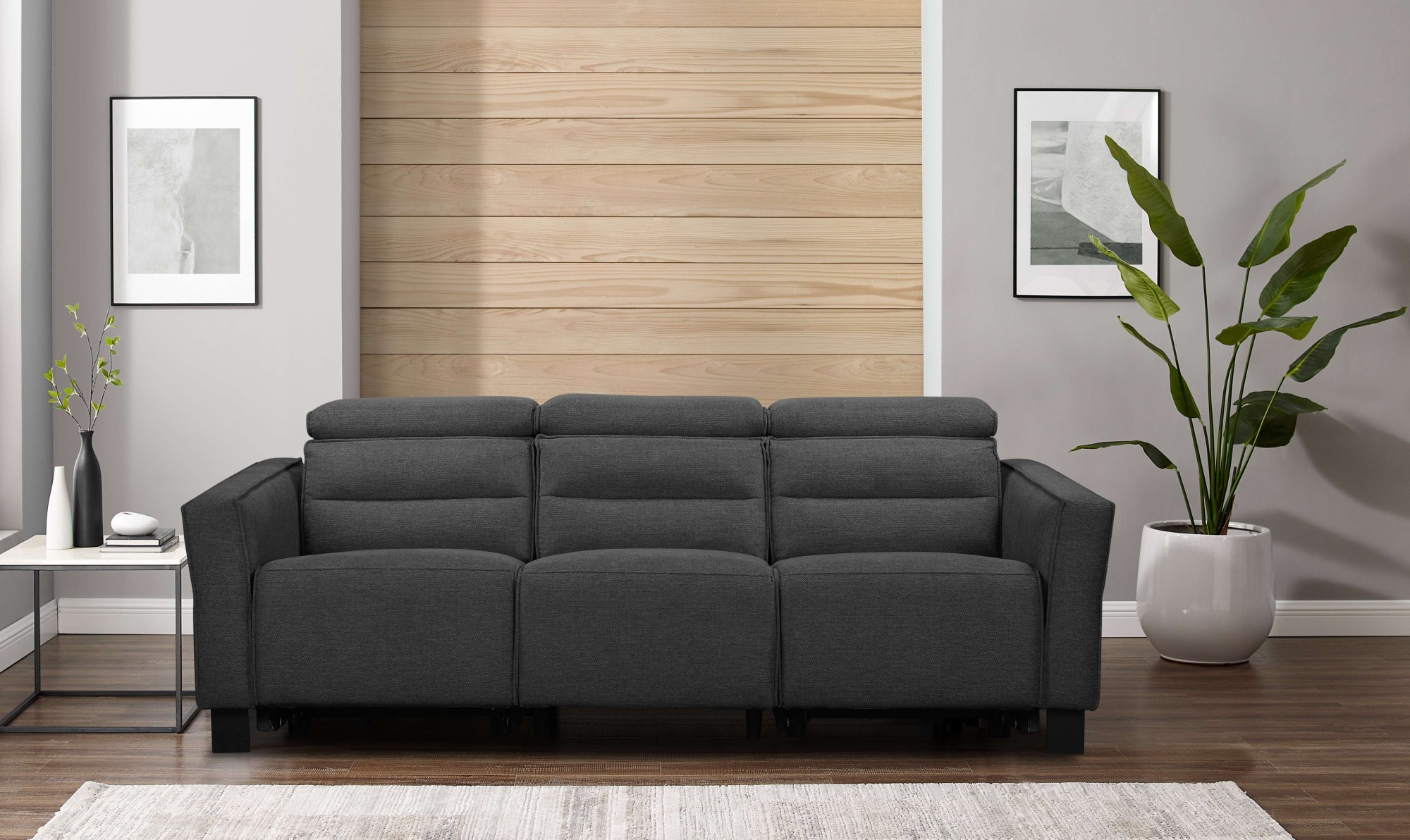 Places of Style 3-Sitzer »Carpari, 224cm, manuelle od. elektrische Relaxfunktion in 2 Sitzen«, mit USB-A/C, Kopfteilverstellung, Echtleder, Kunstleder, Webstoff