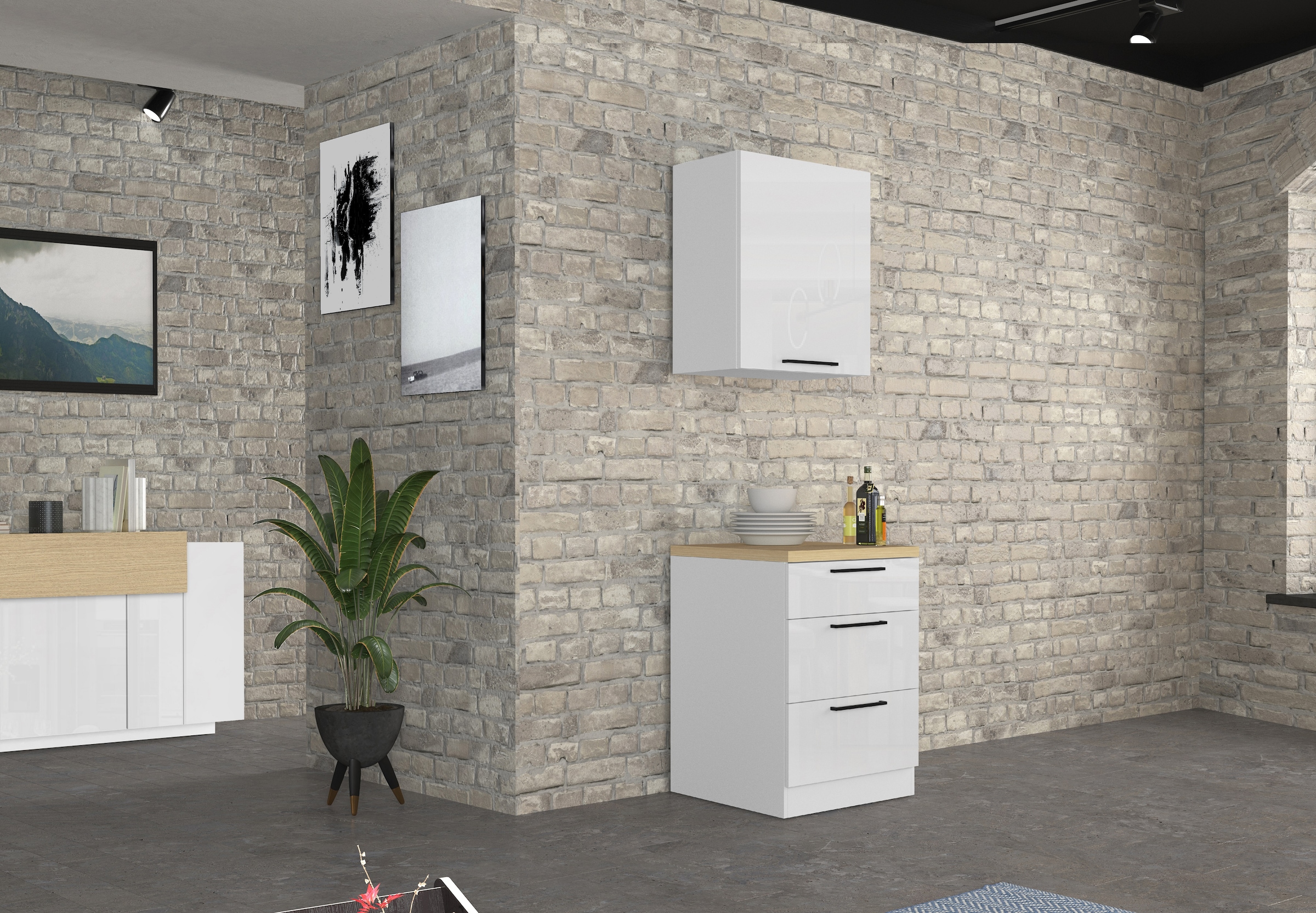 KOCHSTATION Hängeschrank »Luna, Oberschrank,  Küchenhängeschrank, Made in Italy« B/T/H: 60×35×71 cm, zusätzlicher Stauraum über der Arbeitsfläche