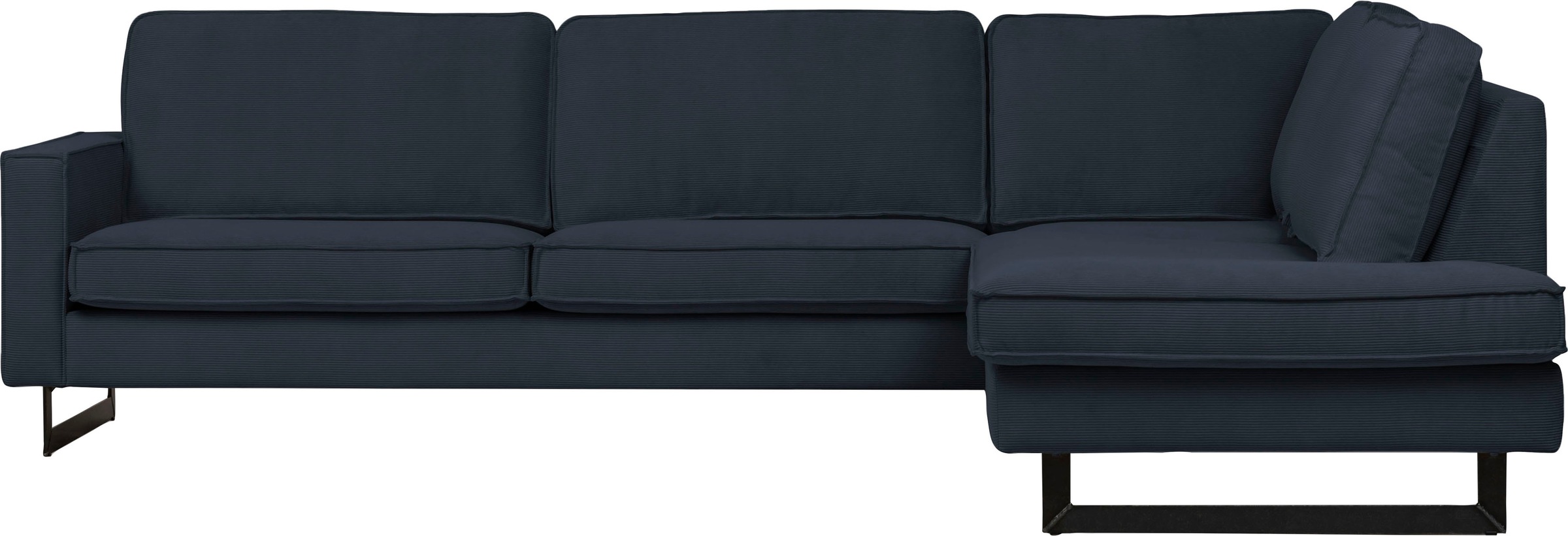 Places of Style Ecksofa »Pinto, 290 cm, Cord, Chenille, Lederoptik, Ottomane links / rechts«, mit Keder, schwarze Metallfüße, Wellenunterfederung