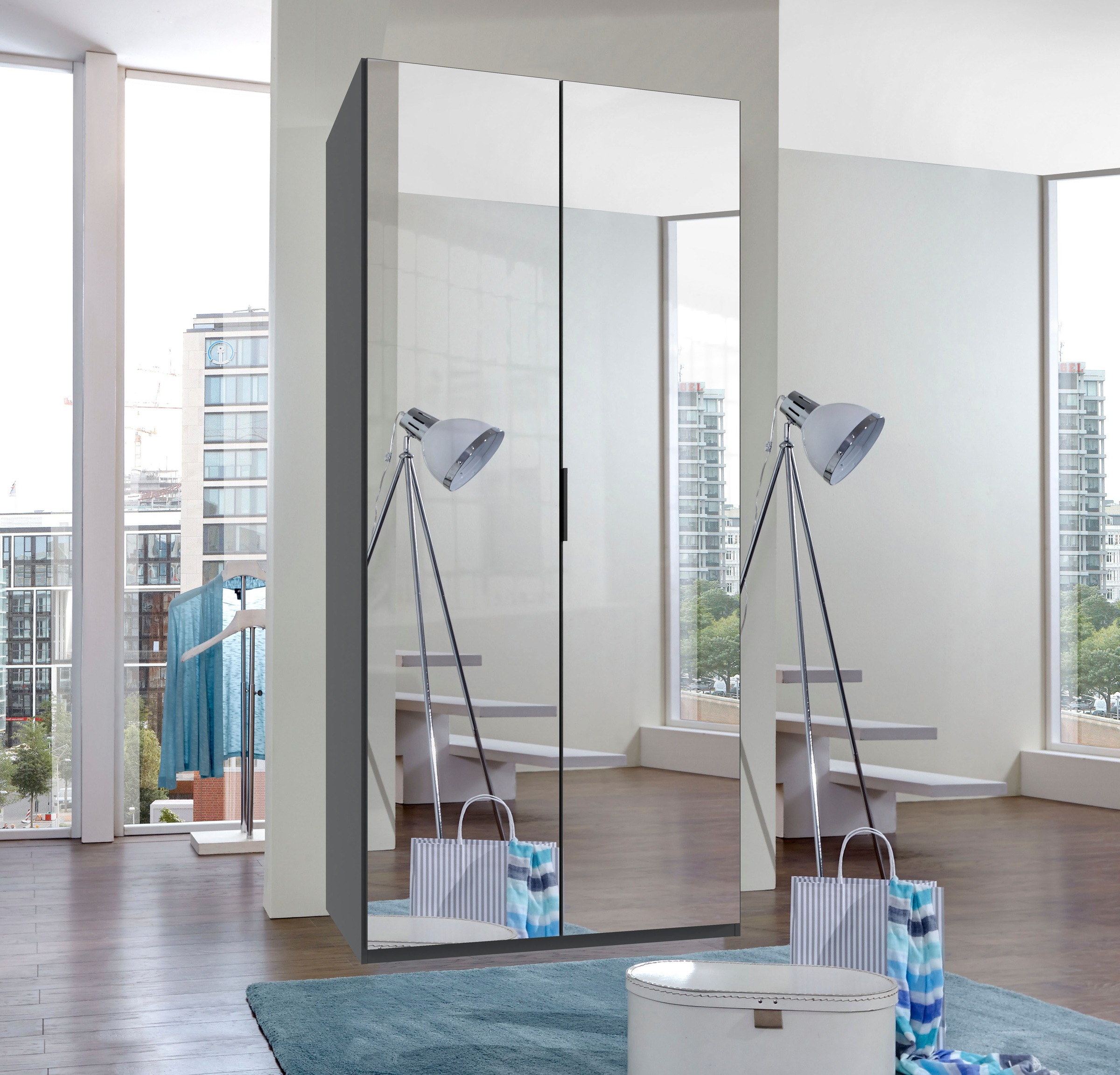 Wimex Kleiderschrank »Oxford by fresh to go, in 3 Breiten, Made in Germany«, (wahlweise mit oder ohne Spiegel), mit hochwertigen Falttüren für den perfekten Überblick