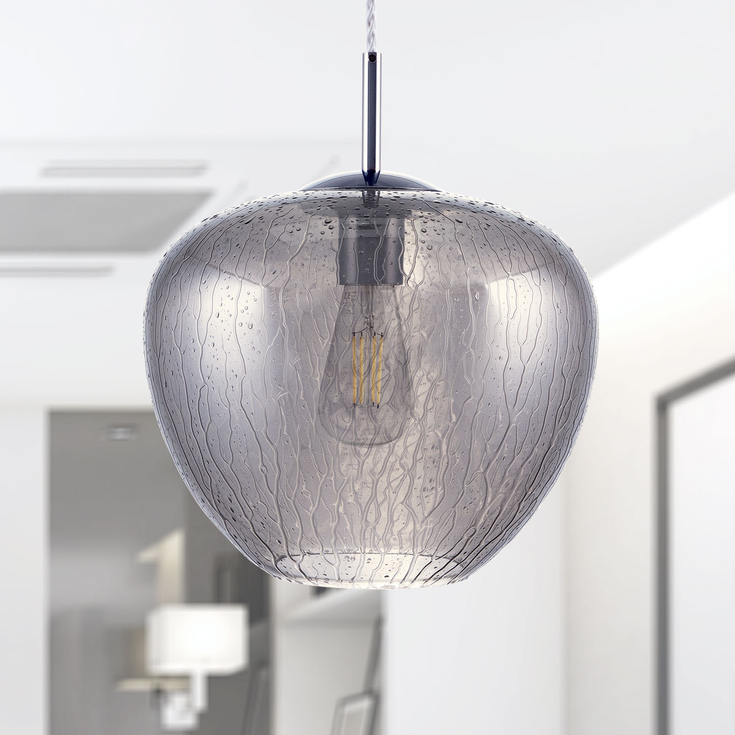 Paco Home Pendelleuchte »Stela«, 1 flammig, Leuchtmittel E27 | ohne Leuchtmittel, Deckenlampe LED Wohnzimmer Schlafzimmer Höhenverstellbar Glas E27