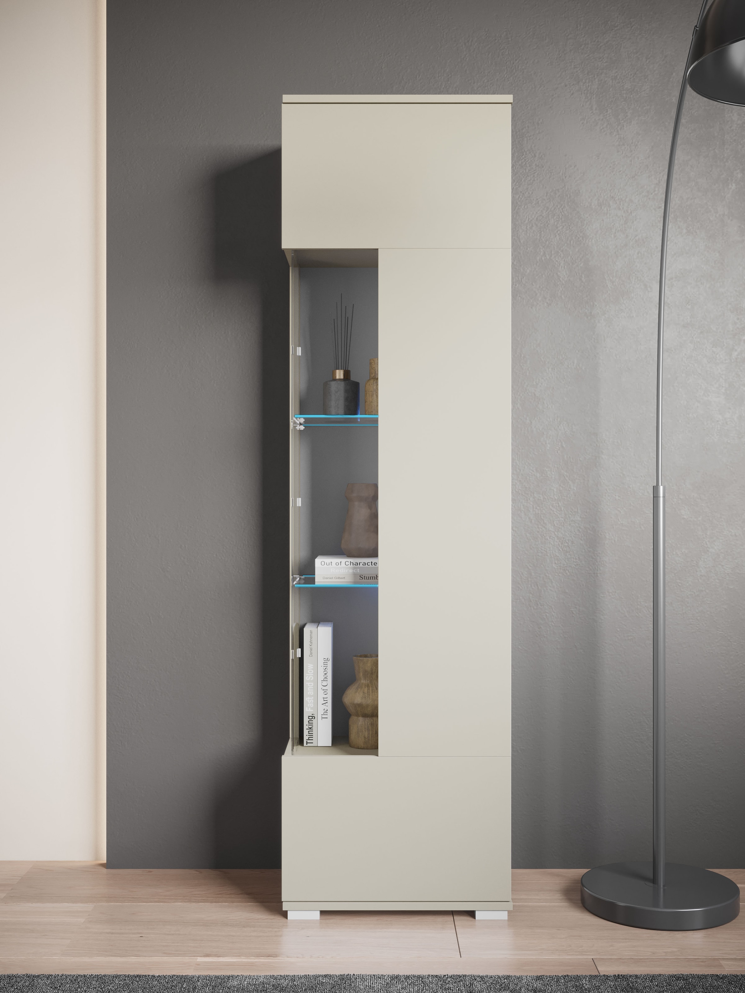 INOSIGN Vitrine »Kenia, stehend und hängend, Türanschlag wechselbar«, (1 St.), Vitrineschrank mit Glastüren 160 cm Höhe