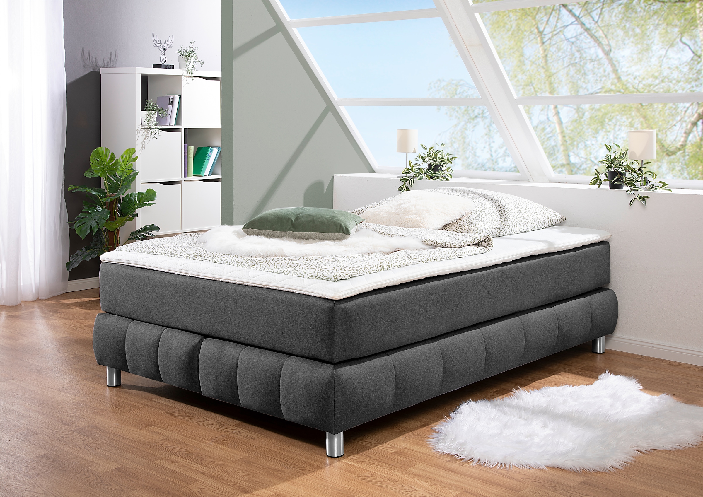 Bild von andas Boxspringbett »Salo«, Ohne Kopfteil, inkl. Topper, auch in Überlänge 220 cm