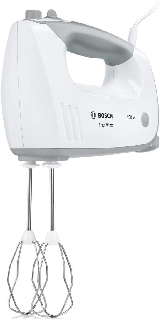 BOSCH Handmixer »ErgoMixx MFQ36400, Edelst. Rührbesen/Knethaken, 5 Stufen, weiß«, 450 W, 5 Stufen plus Turbostufe, Made in Europe