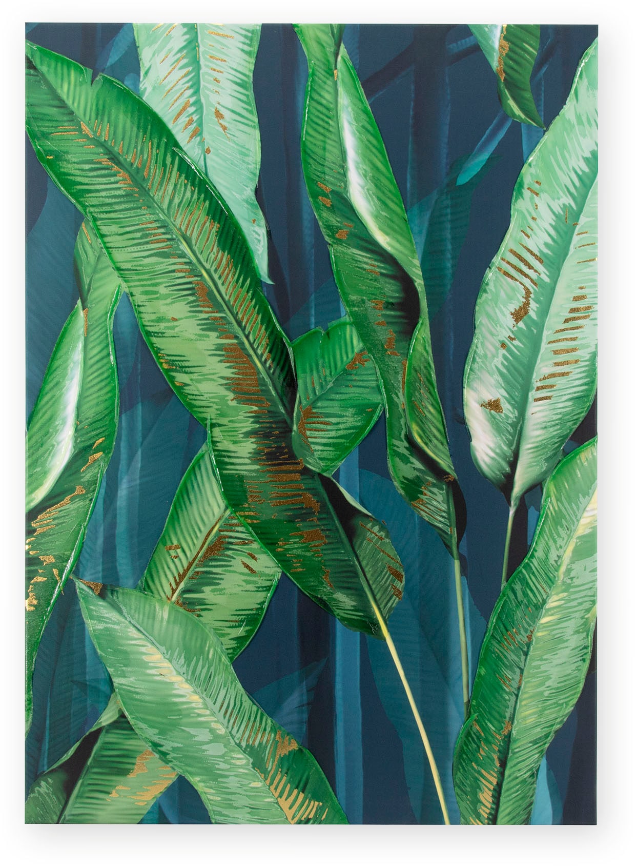 Art for the home Leinwandbild »Blatter« 1 Stk. tlg. Handgemalt Wandbild Gold Metallic 50x70cm