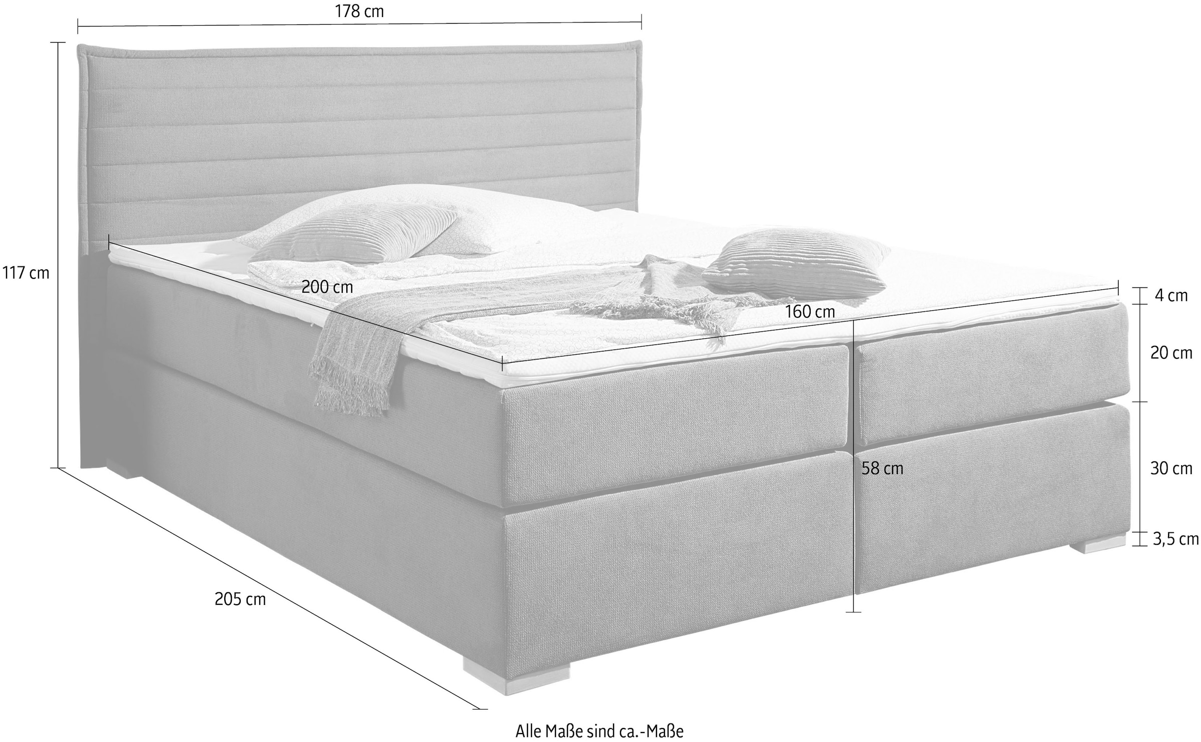 Home affaire Boxspringbett »"Östermoor"«, in H2, H3 oder H4 erhältlich