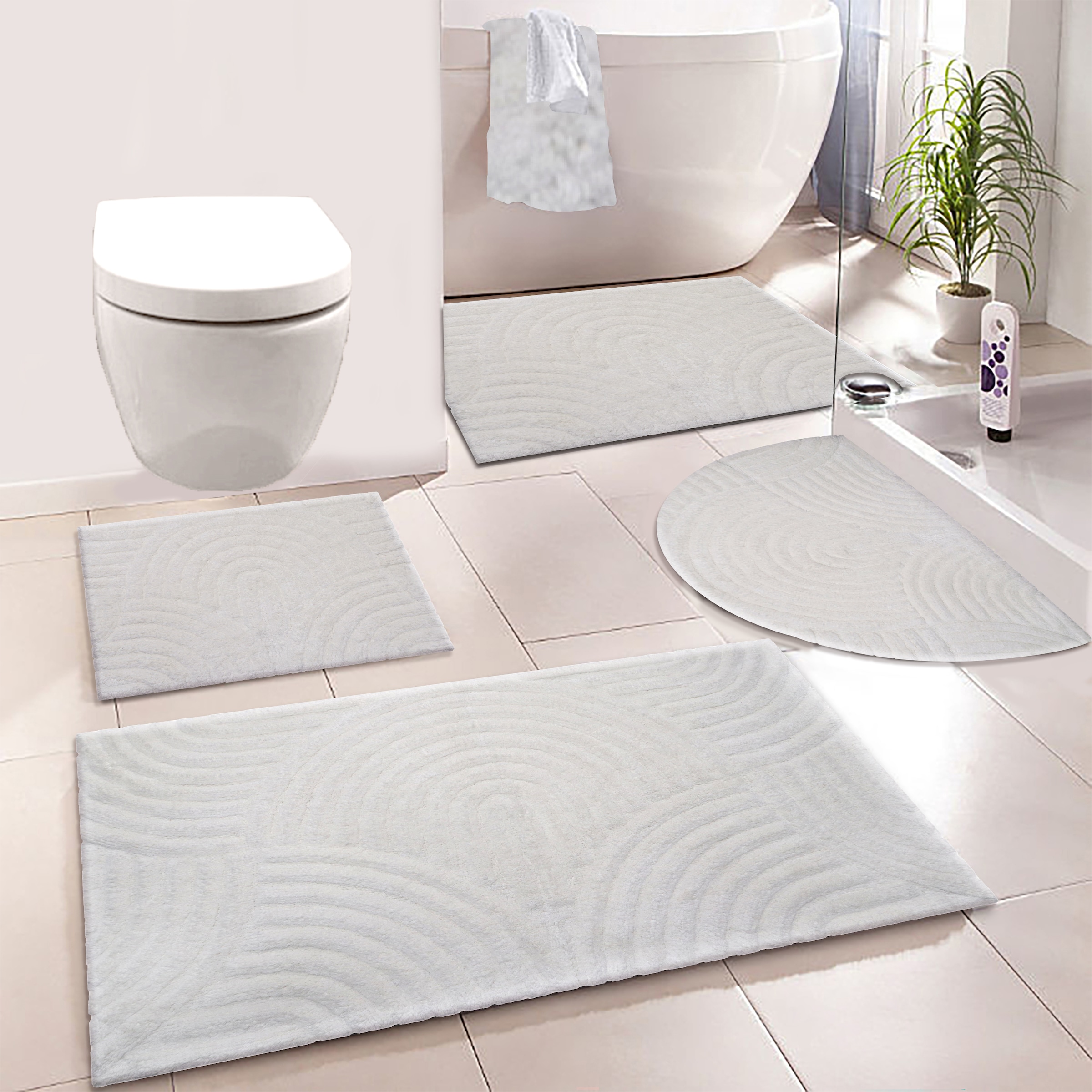 my home Badematte »Juna, Badvorleger, Badezimmer Teppich, Zen, Scandi, Boho«, rutschhemmend beschichtet, fußbodenheizungsgeeignet, Baumwolle, Hoch-Tief-Effekt, weich