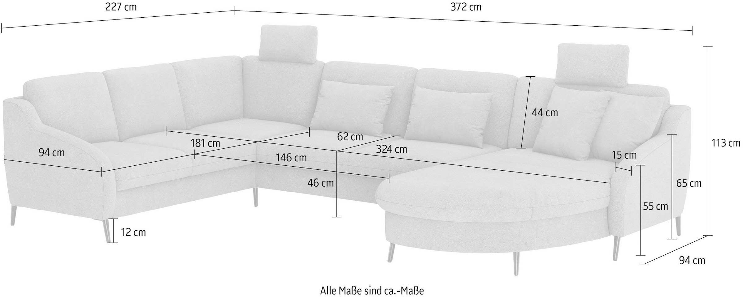 sit&more Wohnlandschaft »Soul U-Form«, wahlweise mit Bettfunktion und Schubkasten