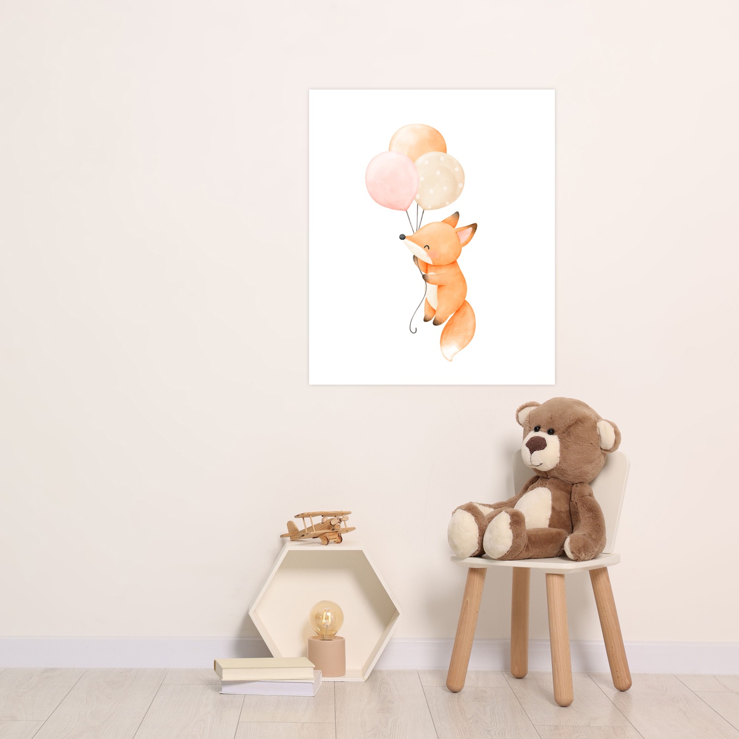 Lüttenhütt Poster »Fuchs mit Luftballons«, (1 St.), HD Premium Druck