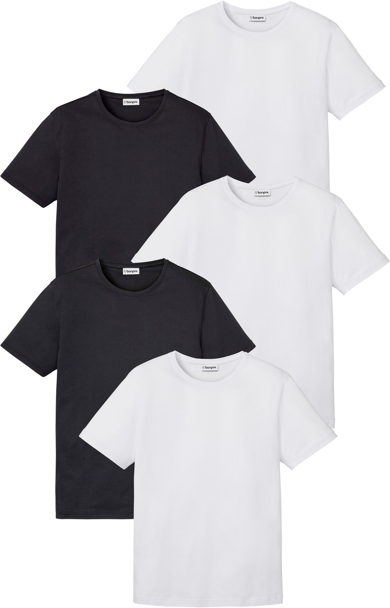 bonprix T-Shirt »T-Shirt (5er Pack)« Packung, 5 Stk. Regular Fit, Kurzarm, für warme Tage, aus Baumwolle und Viskose