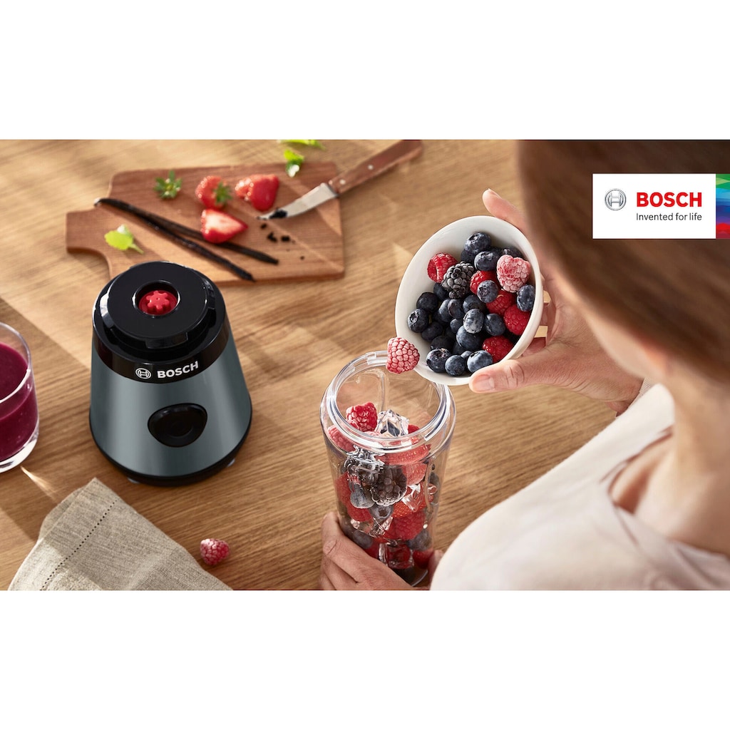 BOSCH Standmixer »MMB2111S Mini VitaPower Serie 2«, 450 W, 40.000 rpm, Tritan Flasche 0,6L, Trinkdeckel, auslauf- und bruchsicher