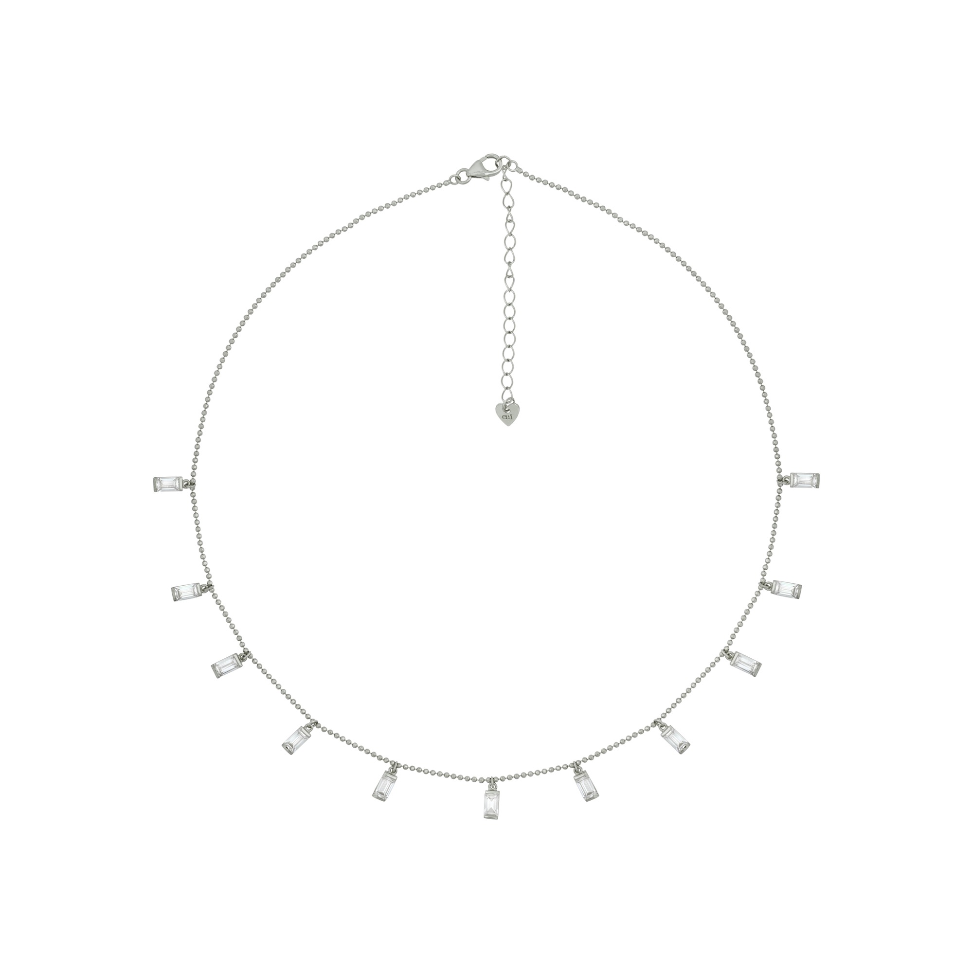 CAÏ Kette mit Anhänger »925/- Sterling Silber rhodiniert Anhänger Zirkonia Baguette«