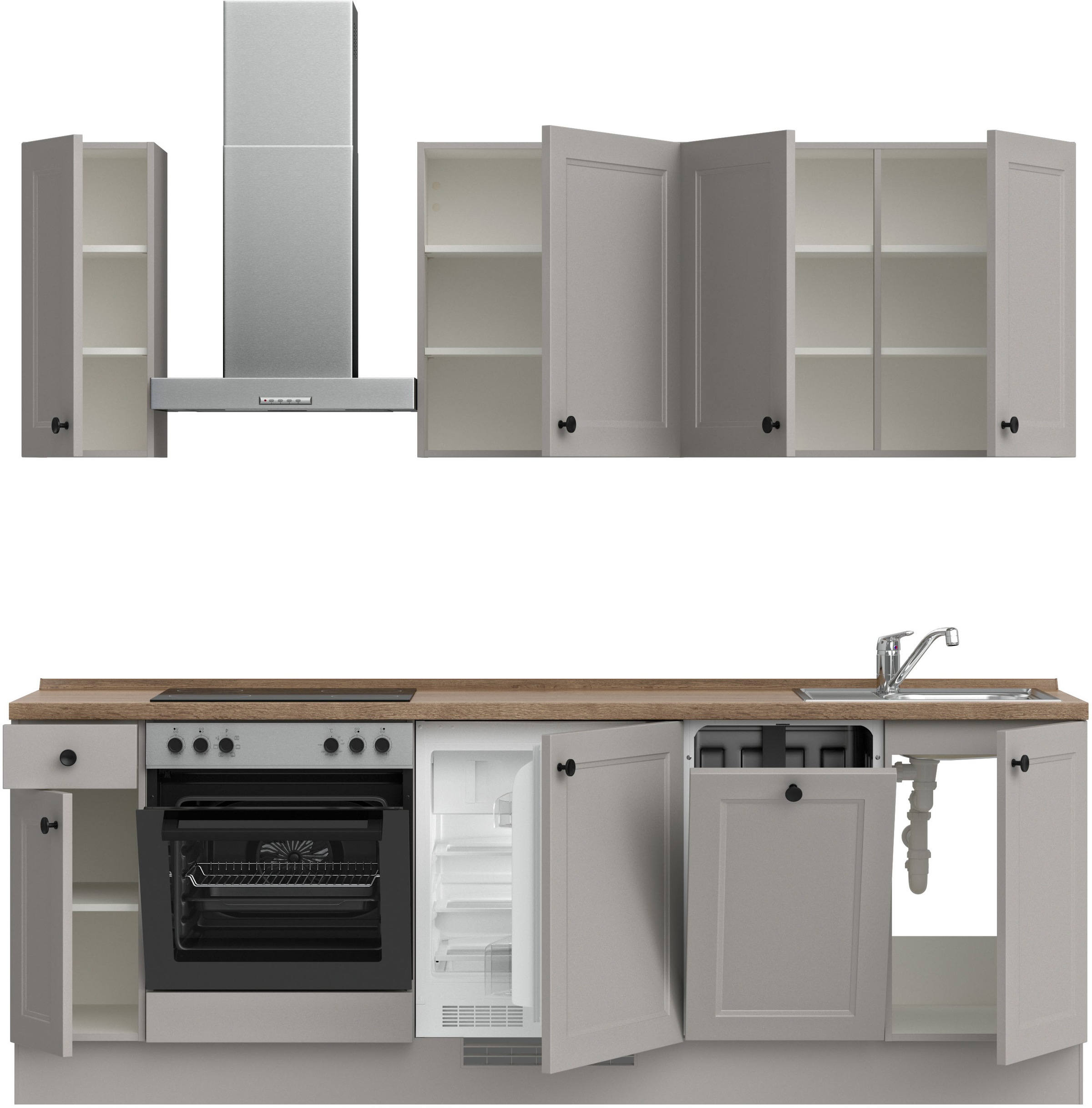nobilia® Küchenzeile »"Cascada I"«, vormontiert, Ausrichtung wählbar, Breite 240 cm, wahlw. mit E-Geräten