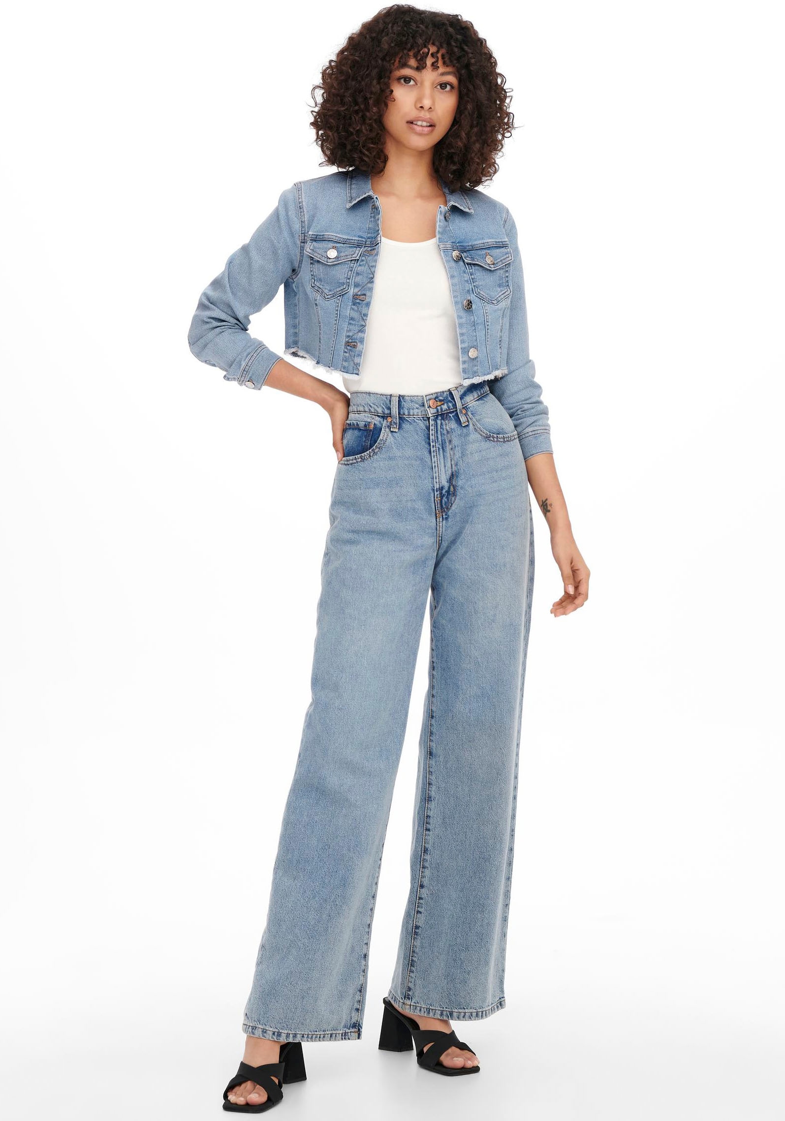 ONLY Jeansjacke »ONLWONDER LS CROPPED DNM JACKET GUA NOOS«