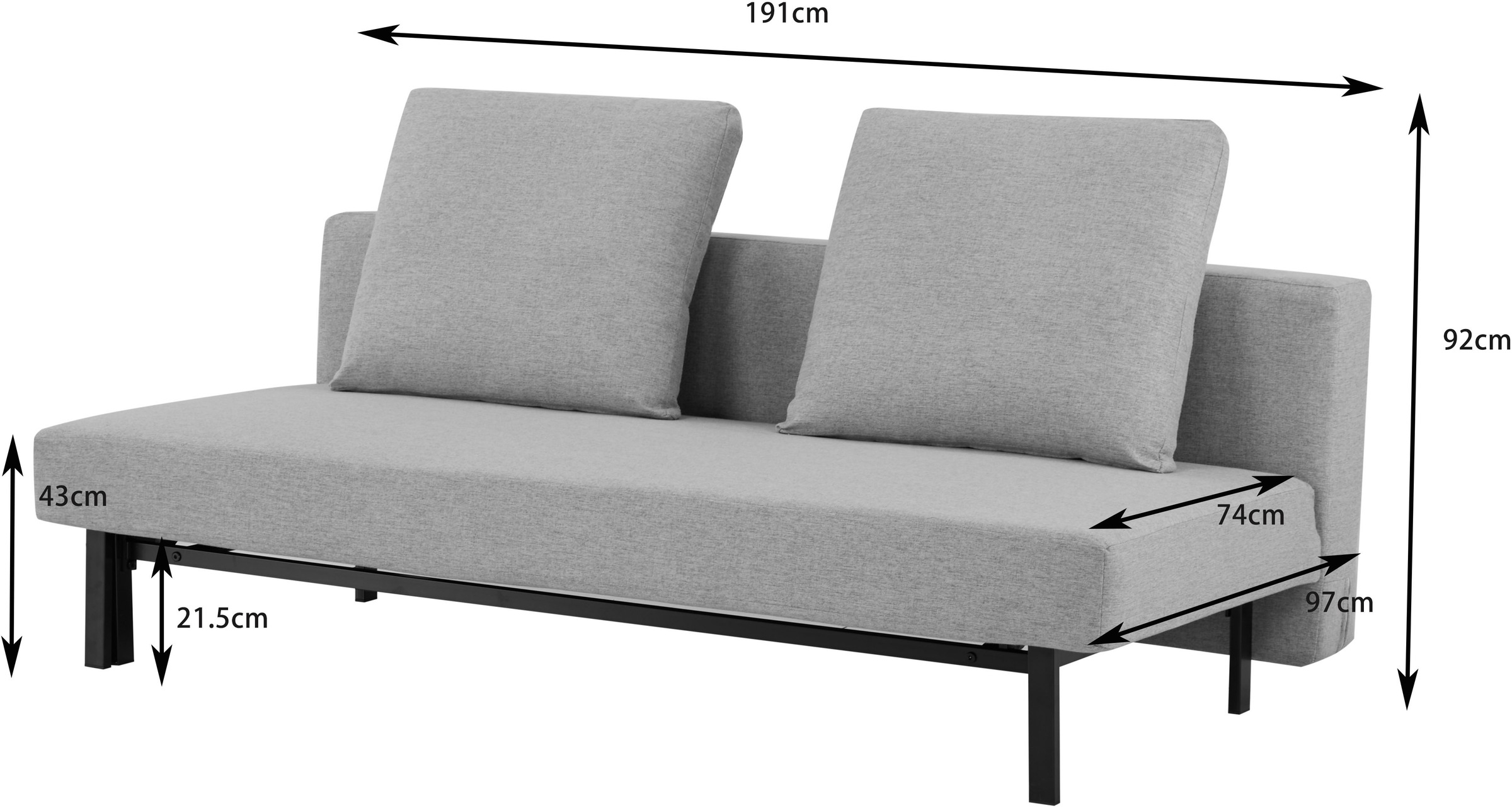 INOSIGN Schlafsofa »BROOKFIELD, Bettsofa, Klappsofa, Couch, Gästebett«, mit Bettfunktion, pflegeleichter Webstoffbezug