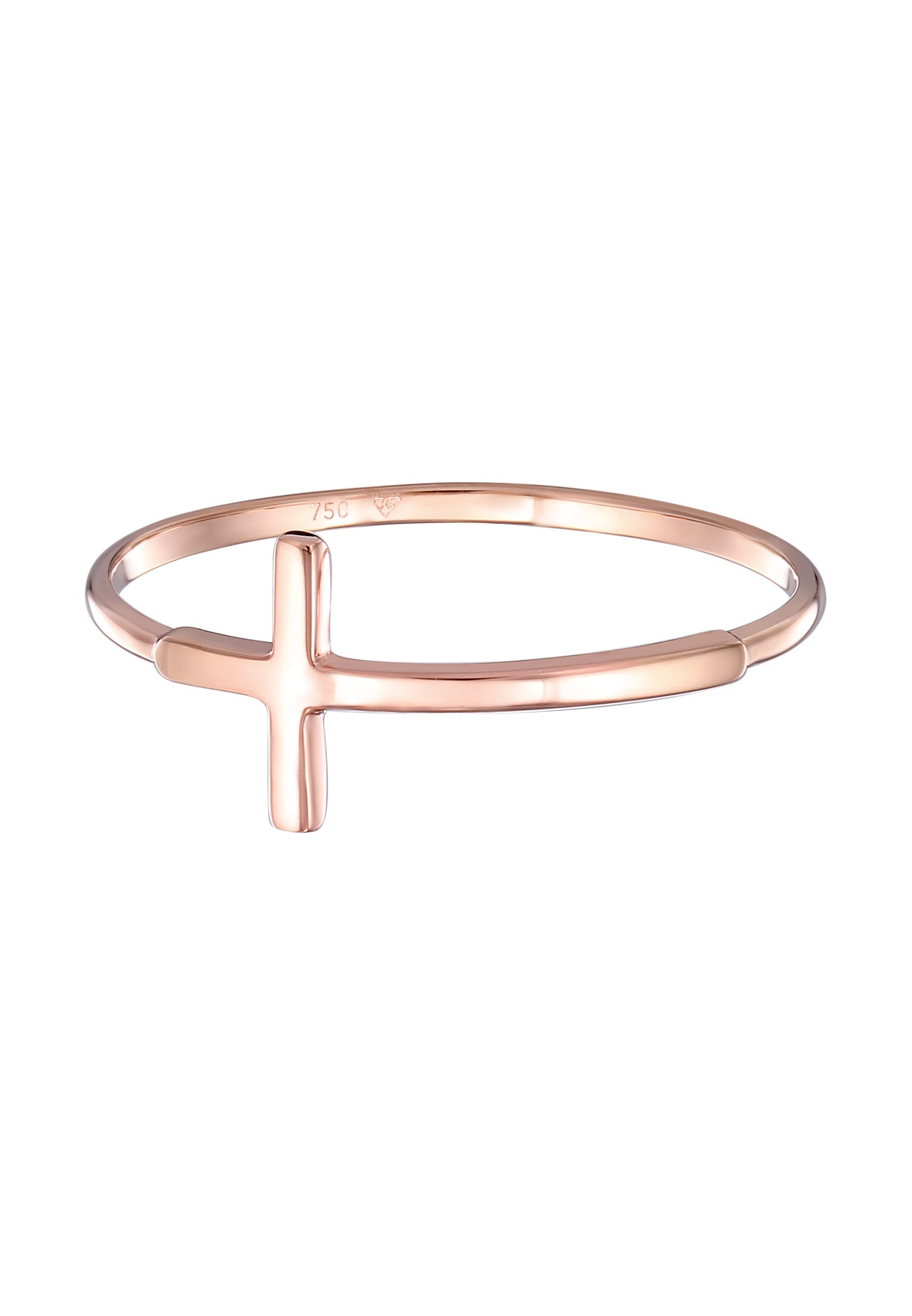 Elli Premium Fingerring »Kreuz 750 Rosegold«