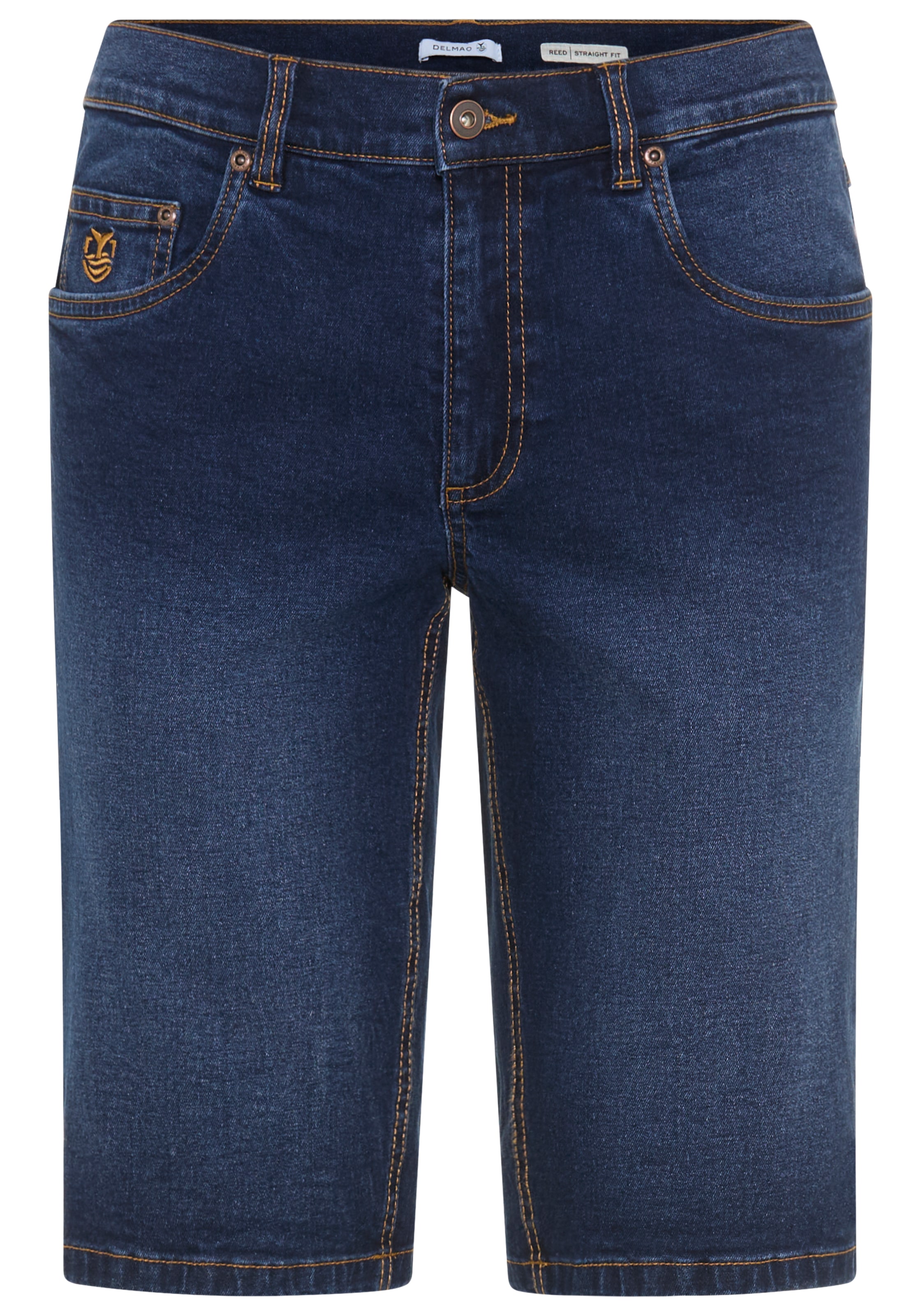 DELMAO Jeansshorts gerade geschnittene Beine, Regular-Fit, kniefreie Länge