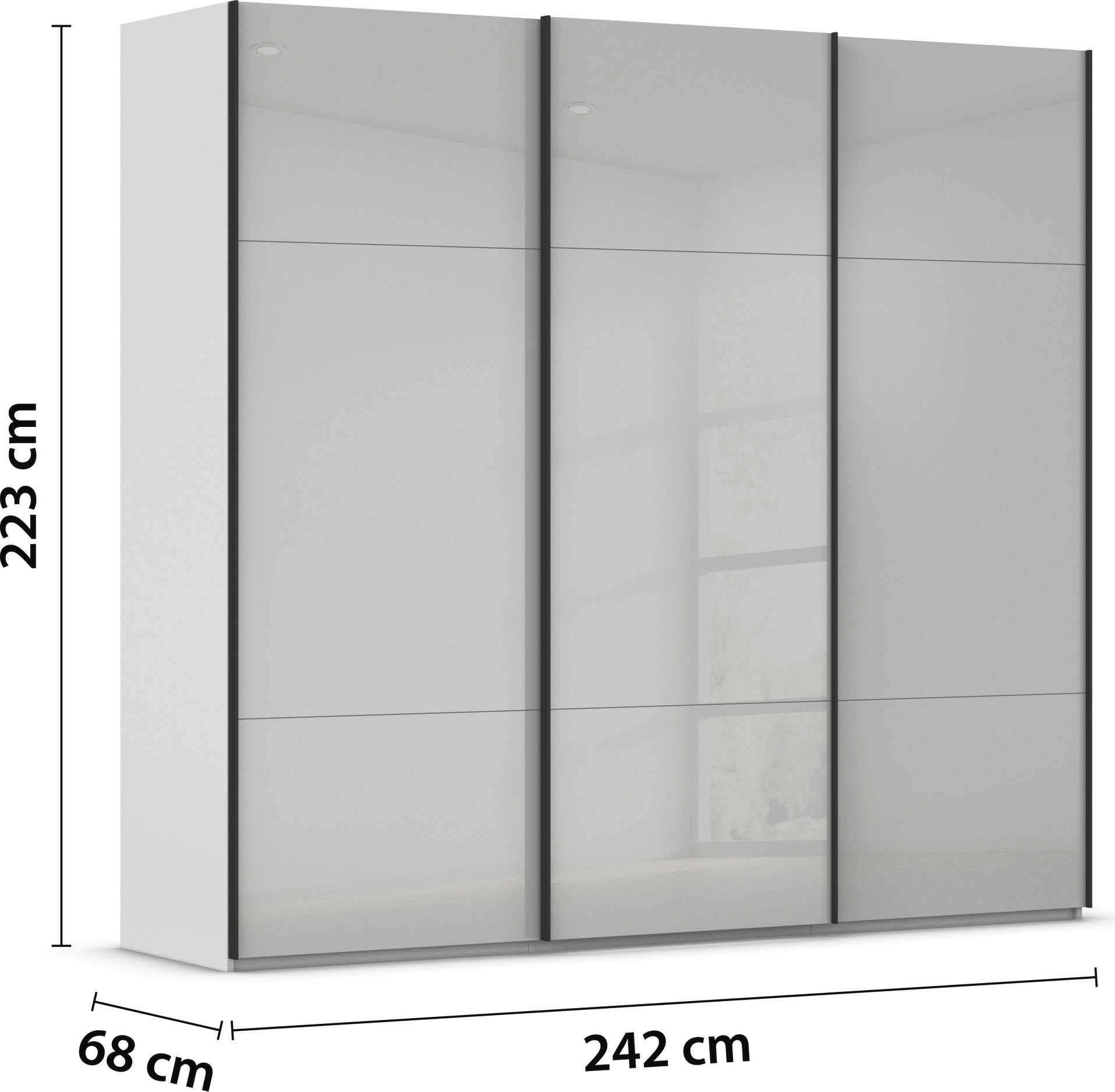 rauch Schwebetürenschrank »Kleiderschrank Schrank Garderobe Schlafzimmerschrank CONTIDO«, (in 3 verschiedenen Ausstattungen BASIC/CLASSIC/PREMIUM), aus hochwertigem Material in 6 Breiten 2 Griff-Farben MADE IN GERMANY