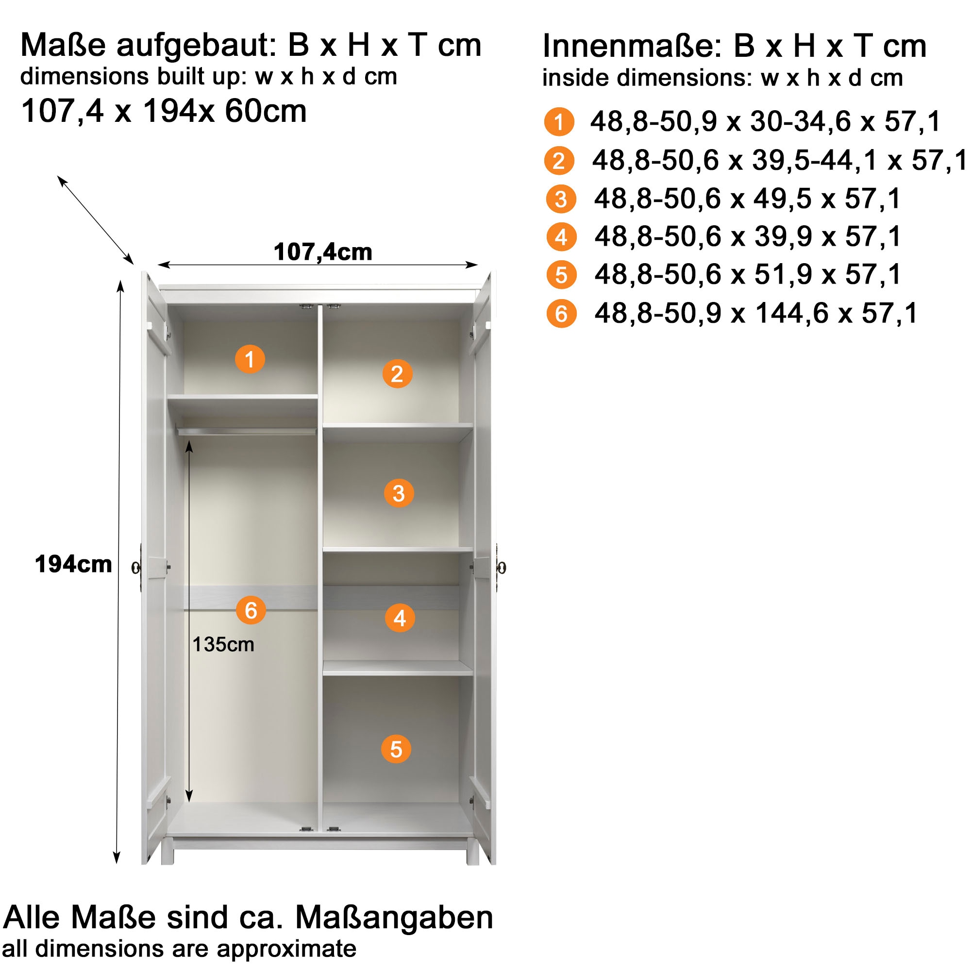 Home affaire Kleiderschrank »Sandnes Kieferschrank Schlafzimmer Schrank TOPSELLER weiß«, (1 St., natürlicher Landhaus-Look B/T/H = 108x60x194cm), Massivholz Schlafzimmerschrank mit besonderen Metallgriffen