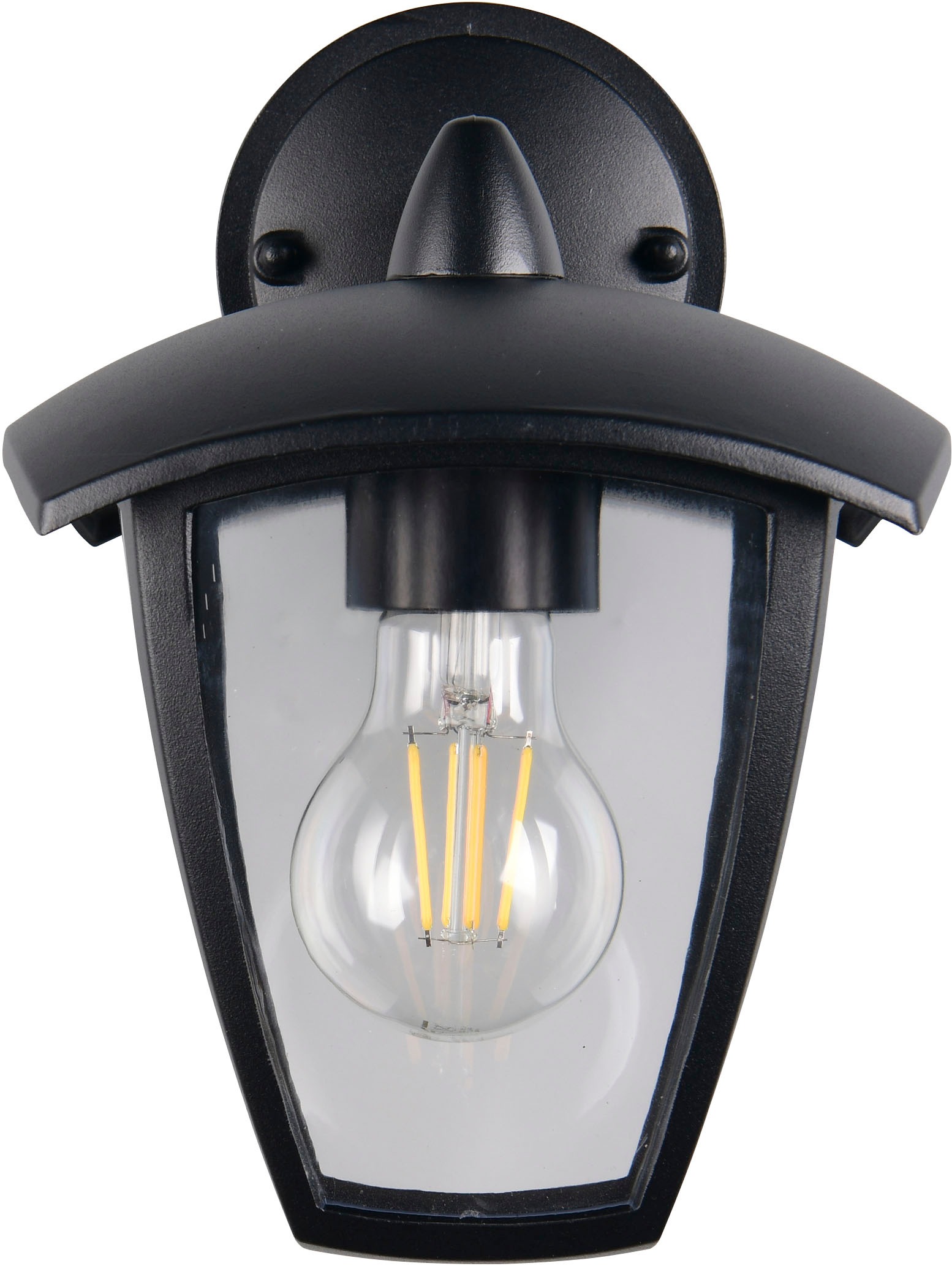TRIO Leuchten Außen-Wandleuchte »VENTA, Laterne Hauswand Fassadenbeleuchtung, exkl 1x E27 max 10W, IP44«, 1 flammig, Leuchtmittel E27 | Leuchtmittel wechselbar, Wandlampe Laternen-Optik, abwärts gerichtet, Schirm Kunststoff