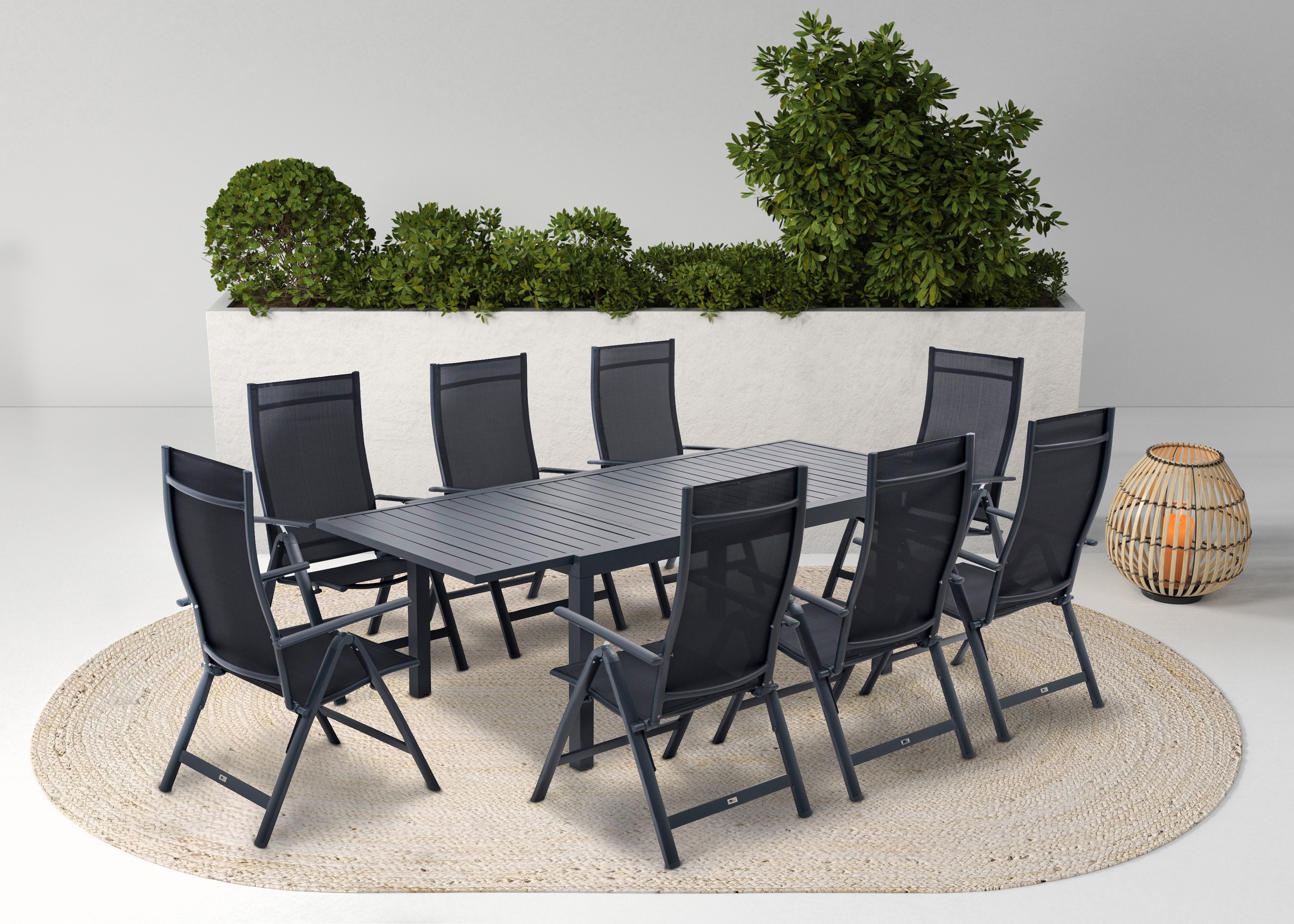 KONIFERA Garten-Essgruppe »Palermo« 8x Sessel, 1x AZ-Tisch 160-240x100 cm, günstig online kaufen