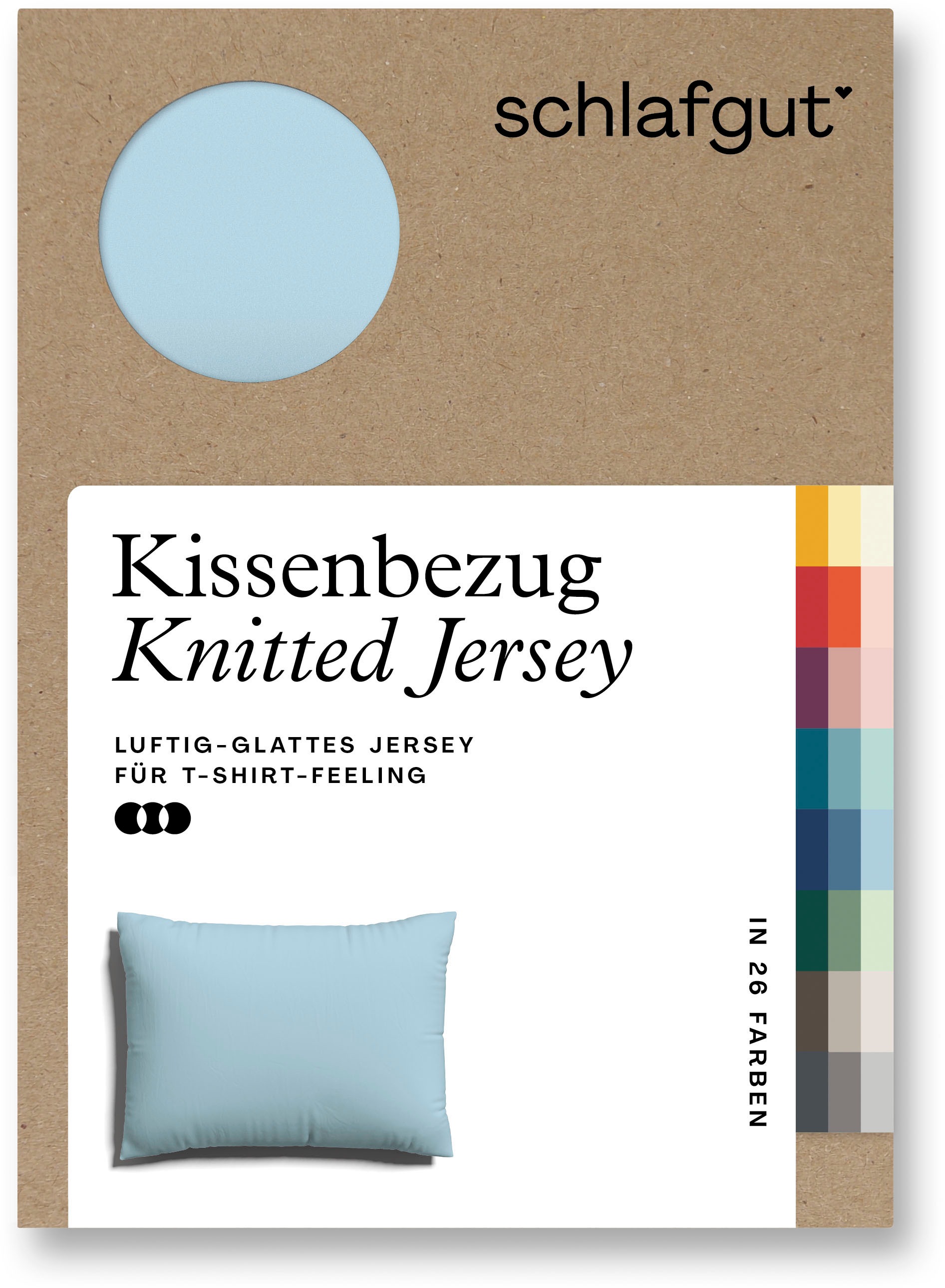 Schlafgut Kissenbezug »Knitted Jersey aus Bio-Baumwolle mit Elasthan, bügelfrei,«, (1 St.), besonders fein gestrickt, Kissenhülle mit farbigem Reißverschluss