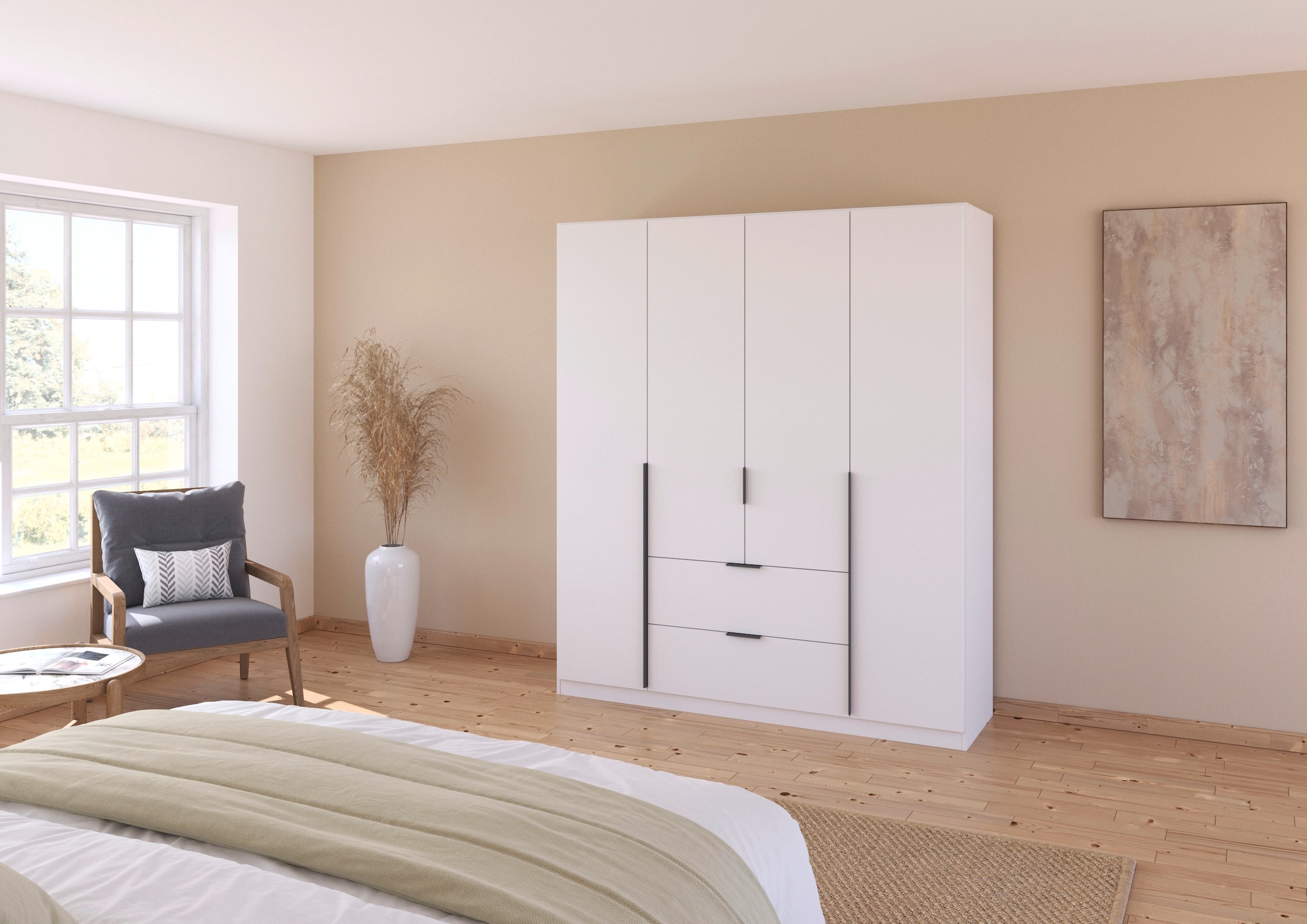 rauch Drehtürenschrank »Kleiderschrank Schrank Garderobe AGORDO mit Dekor- oder Hochglanzfront«, (in zwei Griff-Farben mit Dekor- oder Hochglanzfront), mit Außenschubkästen, in 6 Breiten und 2 Höhen MADE IN GERMANY