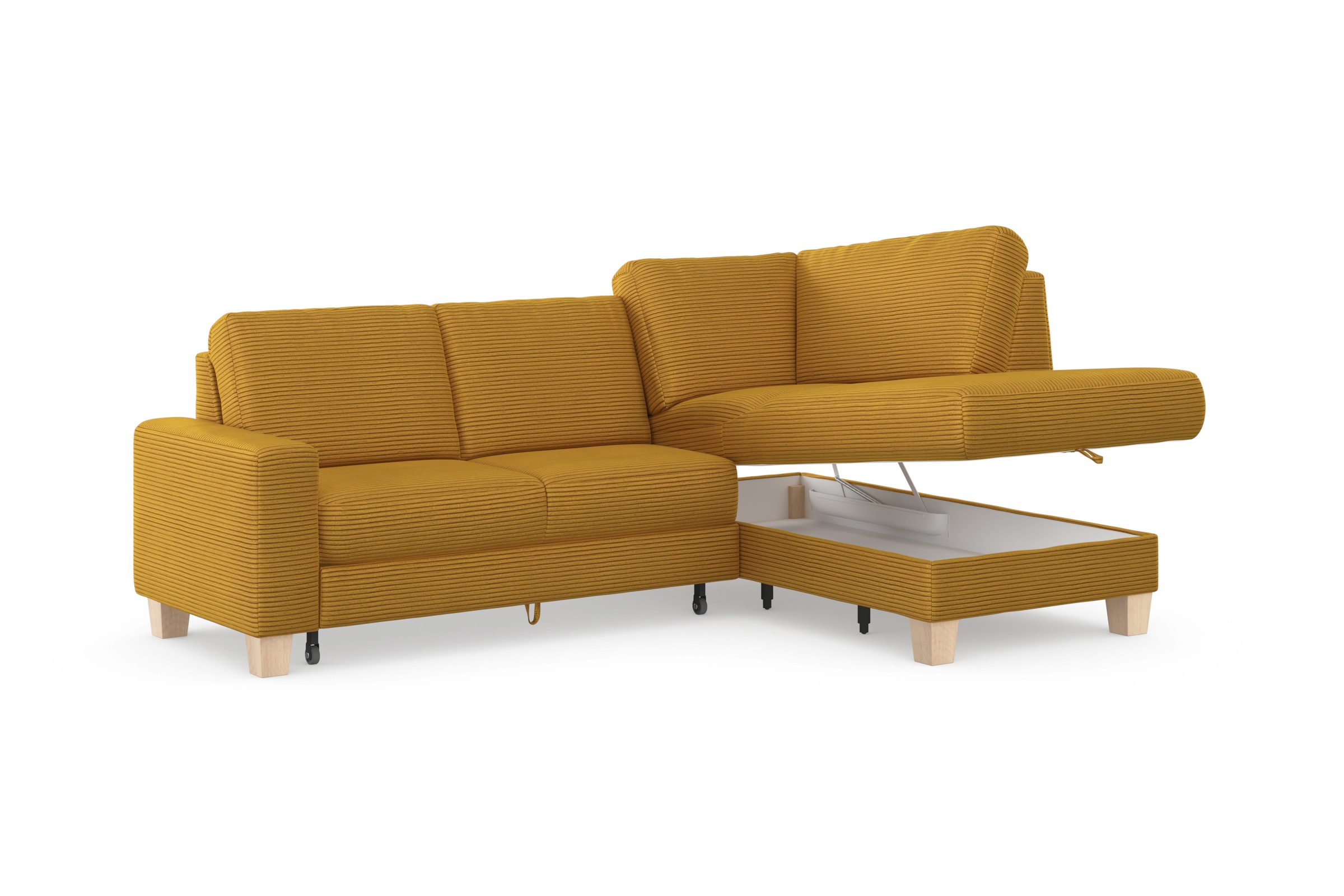 Home affaire Ecksofa »Summer L-Form«, mit Ottomane, wahlweise mit Bettfunktion und Bettkasten, Cord-Bezug