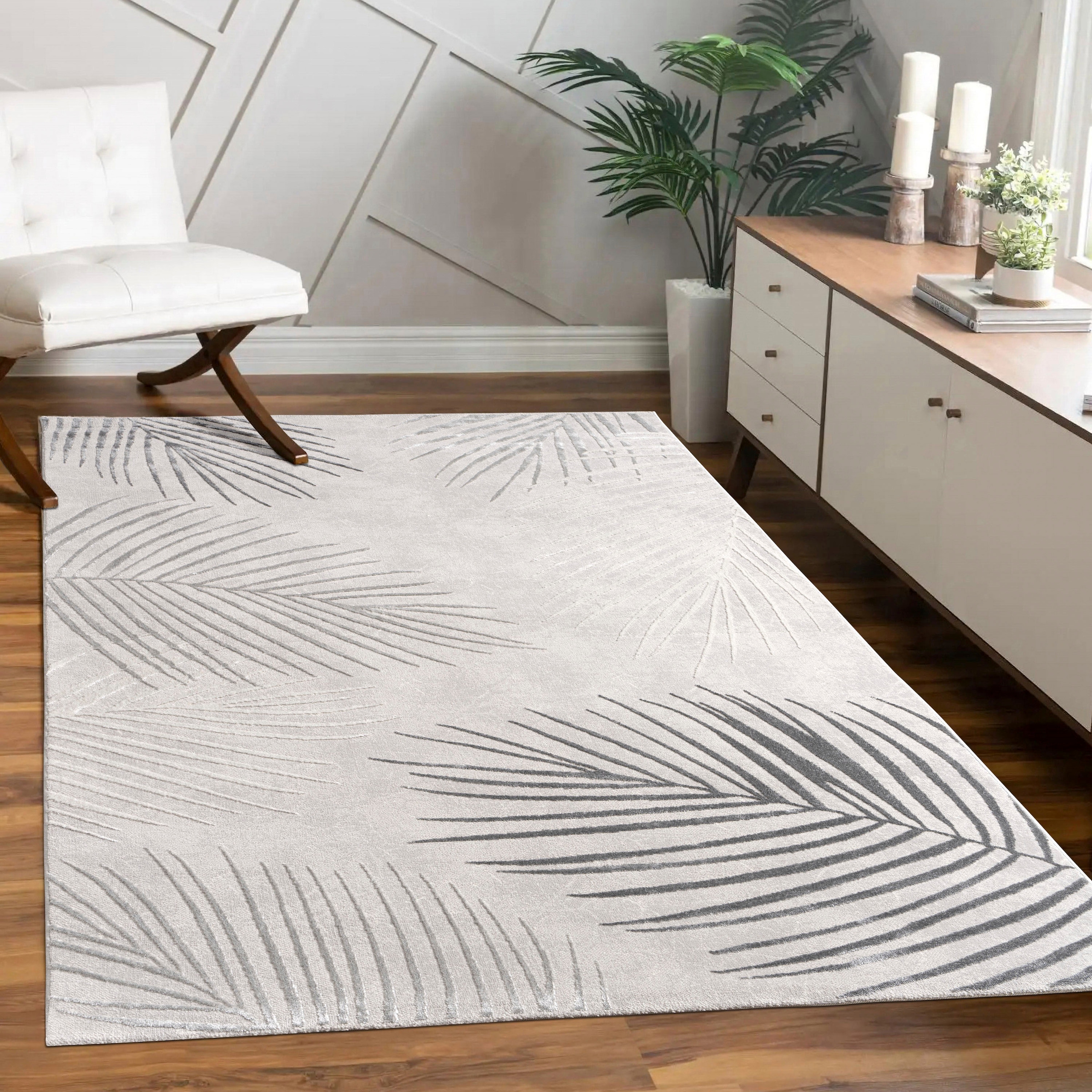 Paco Home Teppich »Tuana 218« rechteckig 15 mm Höhe Kurzflor, modernes Blät günstig online kaufen