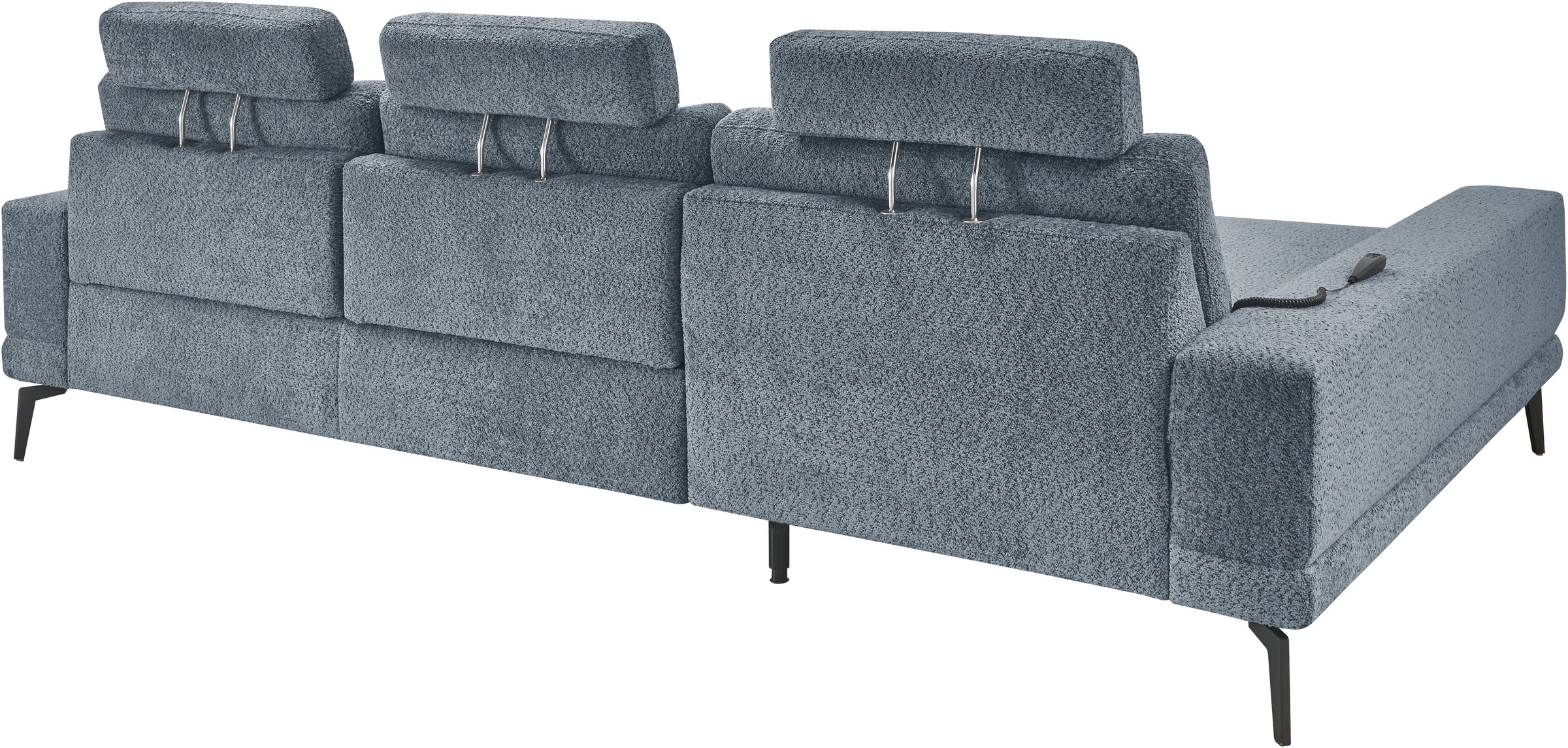 set one by Musterring Ecksofa »SO 3600, inkl motor. Sitztiefenverstellung, Kopfstützen, Nierenkissen«, Sitzhöhe 42 cm, Kaltschaum, Breite 293 x Tiefe 180 cm, Kama blue