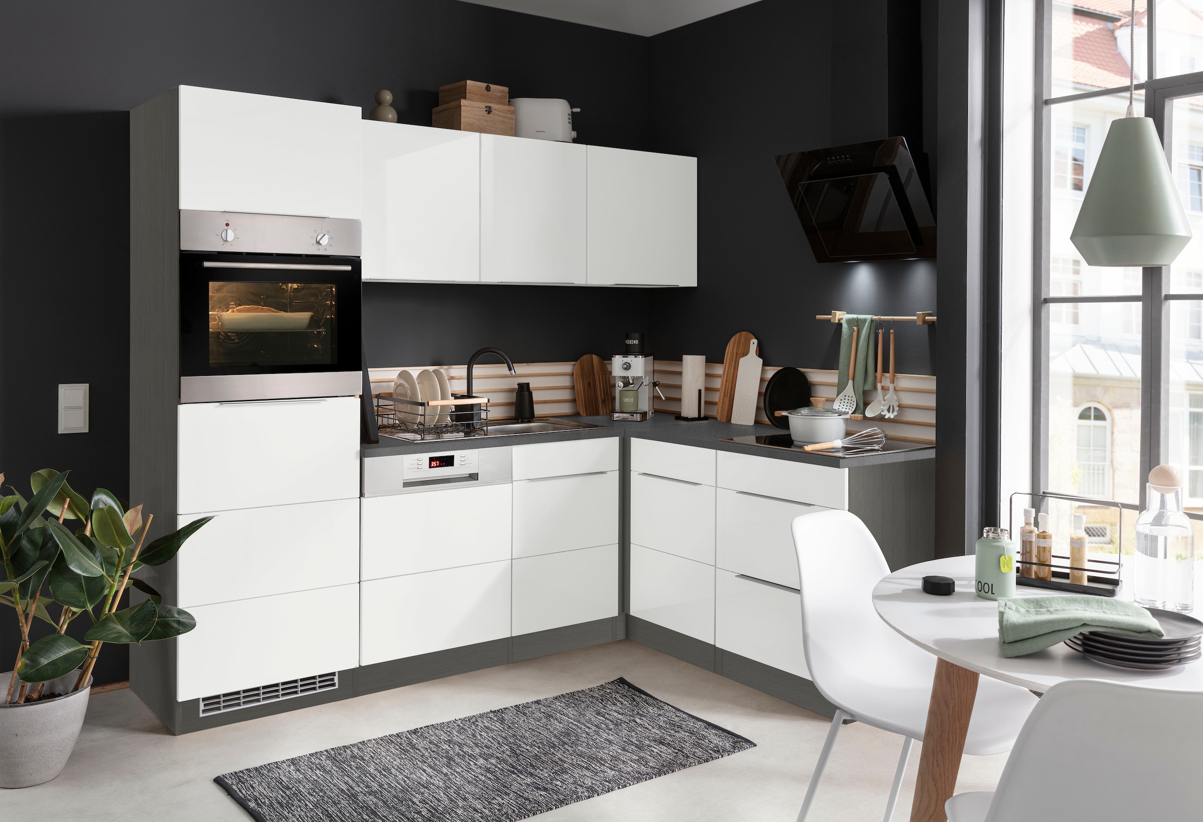 KOCHSTATION Winkelküche »KS-Brindisi Stellbreite 230/170 cm«, wahlweise mit E-Geräten und Induktion, mit MDF-Fronten