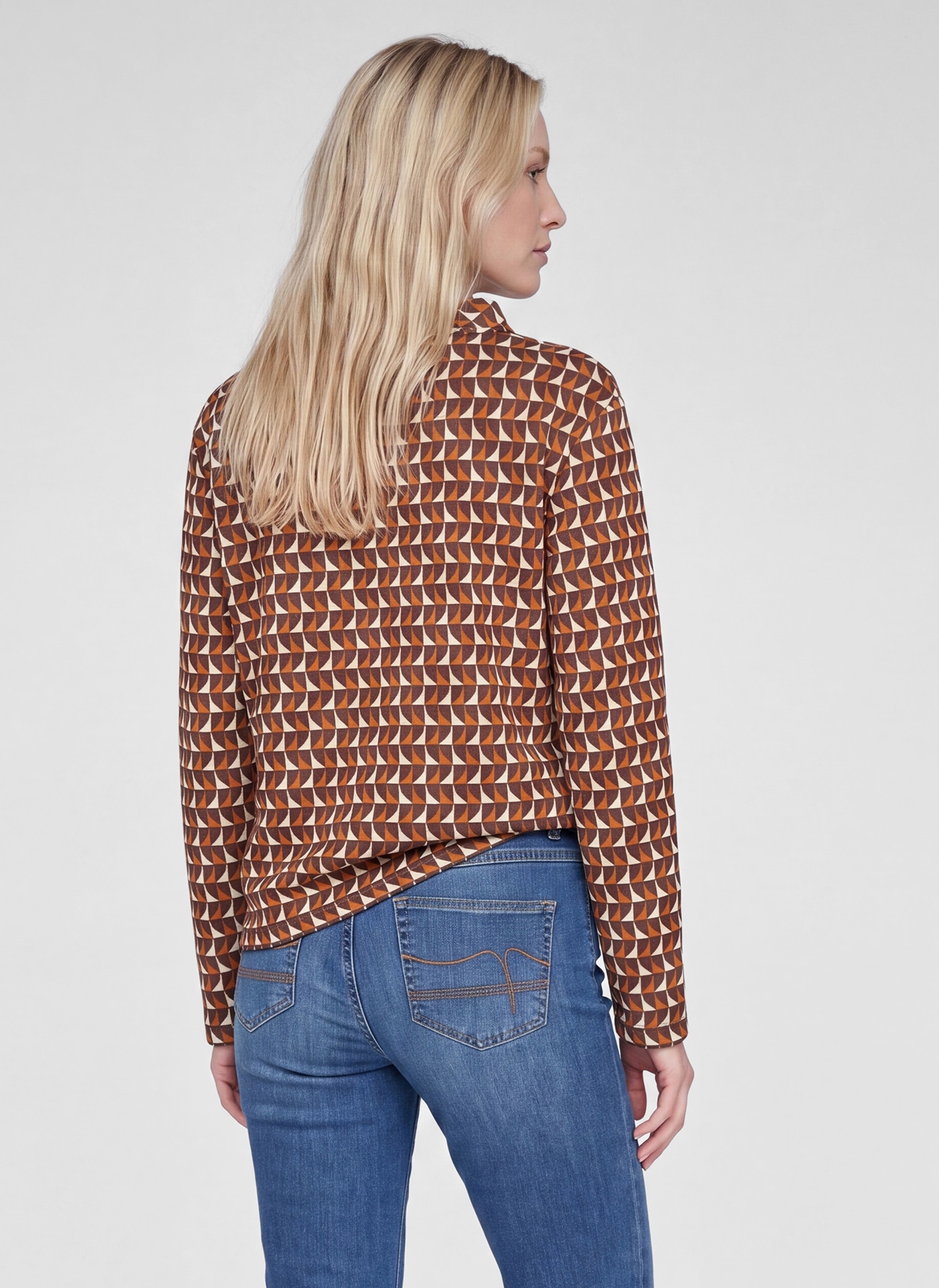 Rabe Langarmshirt mit grafischem Muster