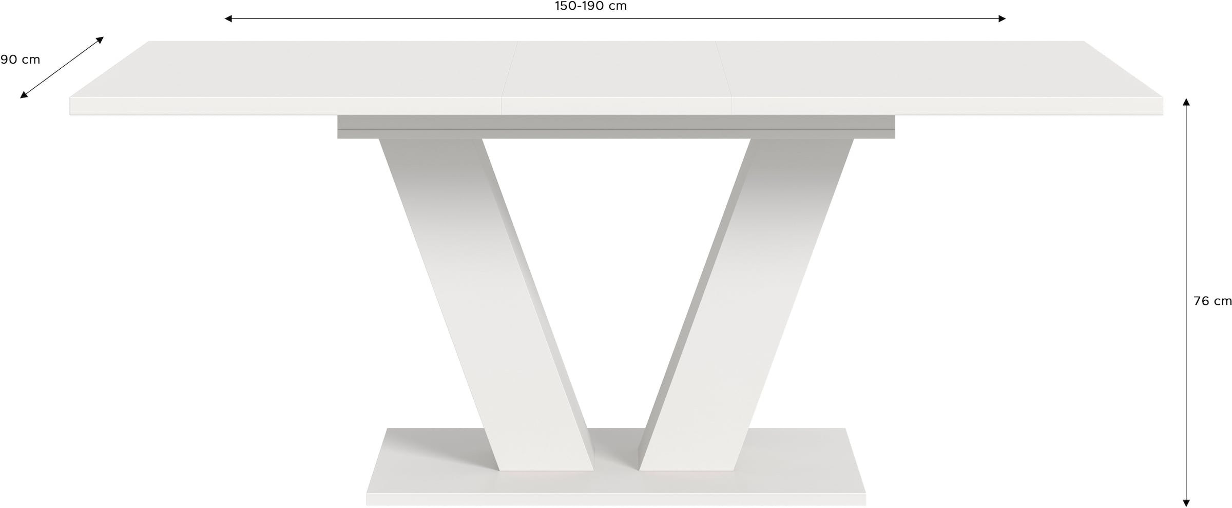INOSIGN Esstisch »Motus, ausziehbar 150 -190 cm, inklusive 40 cm Einlegeplatte«, (Set, 1 St.), V-Gestell mit Bodenplatte, Tisch, Küchentisch, Esszimmer, Küche