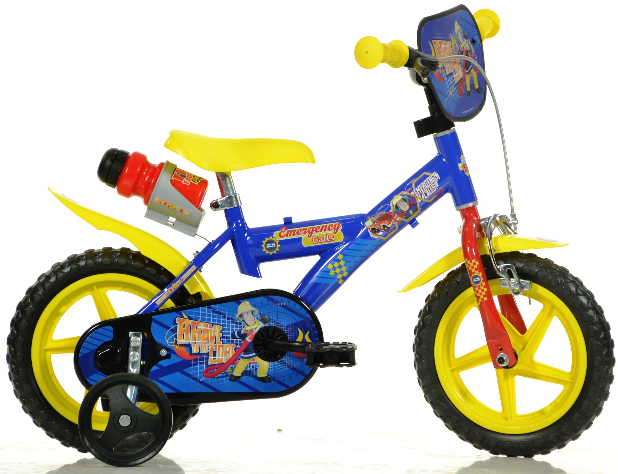 Kinderfahrrad »Feuerwehrmann Sam 12 Zoll«, 1 Gang, mit Stützrädern, Trinkflasche und...