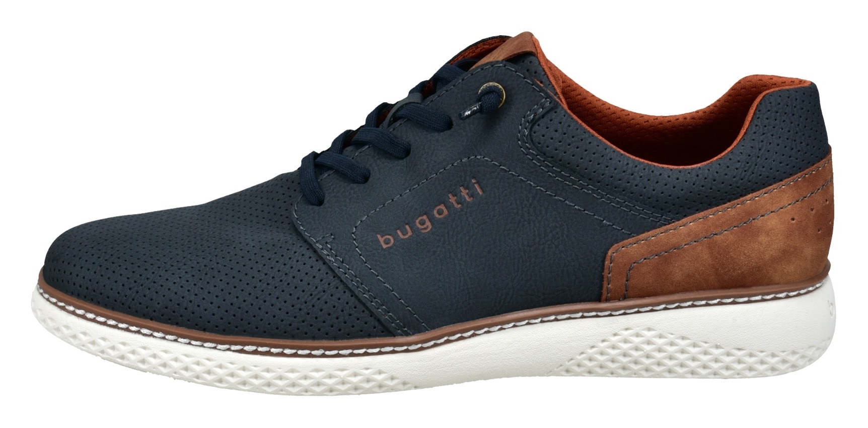 bugatti Slip-On Sneaker, Halbschuh, Freizeitsneaker mit Perforation, elastische Schnürsenkel