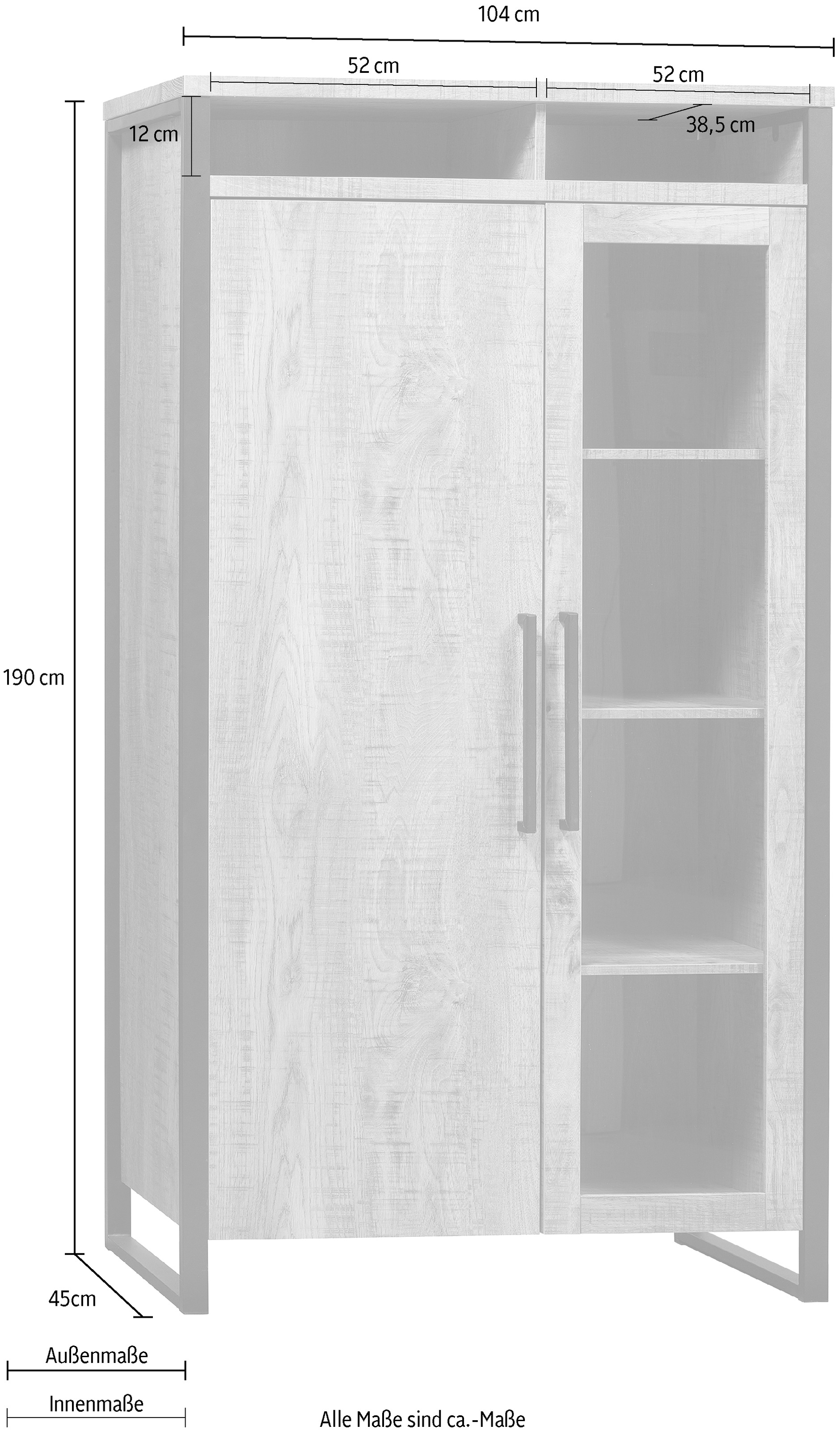 OMG Design Vitrine »Carriba Wohnzimmerschrank«, Höhe 190 cm, mit Soft-Close